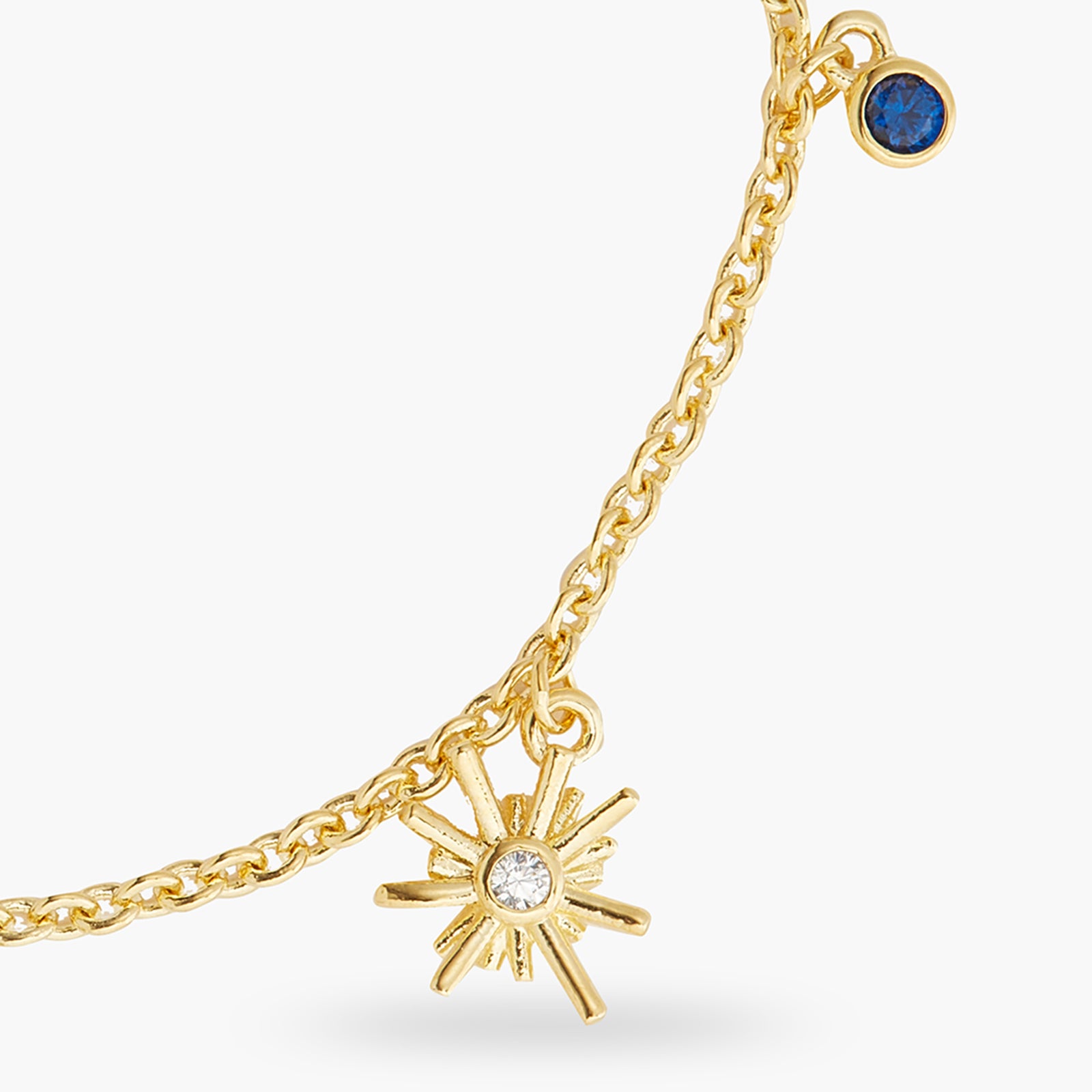 Gold Stars And Midnight Blue Stone Charm Bracelet | ATET2012