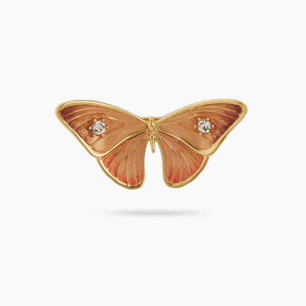 Enamelled Butterfly And Cut Crystal Stone Brooch | ATLA5011