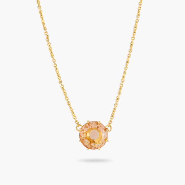 Apricot Pink Diamantine Round Stone Fine Necklace | ATLD3011