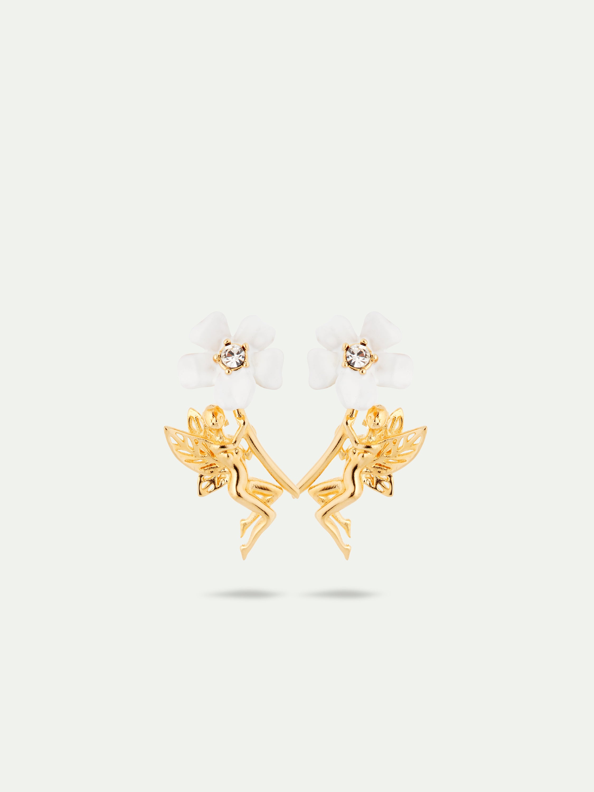 White Jasmine And Fairy Post Earrings | AUME1131