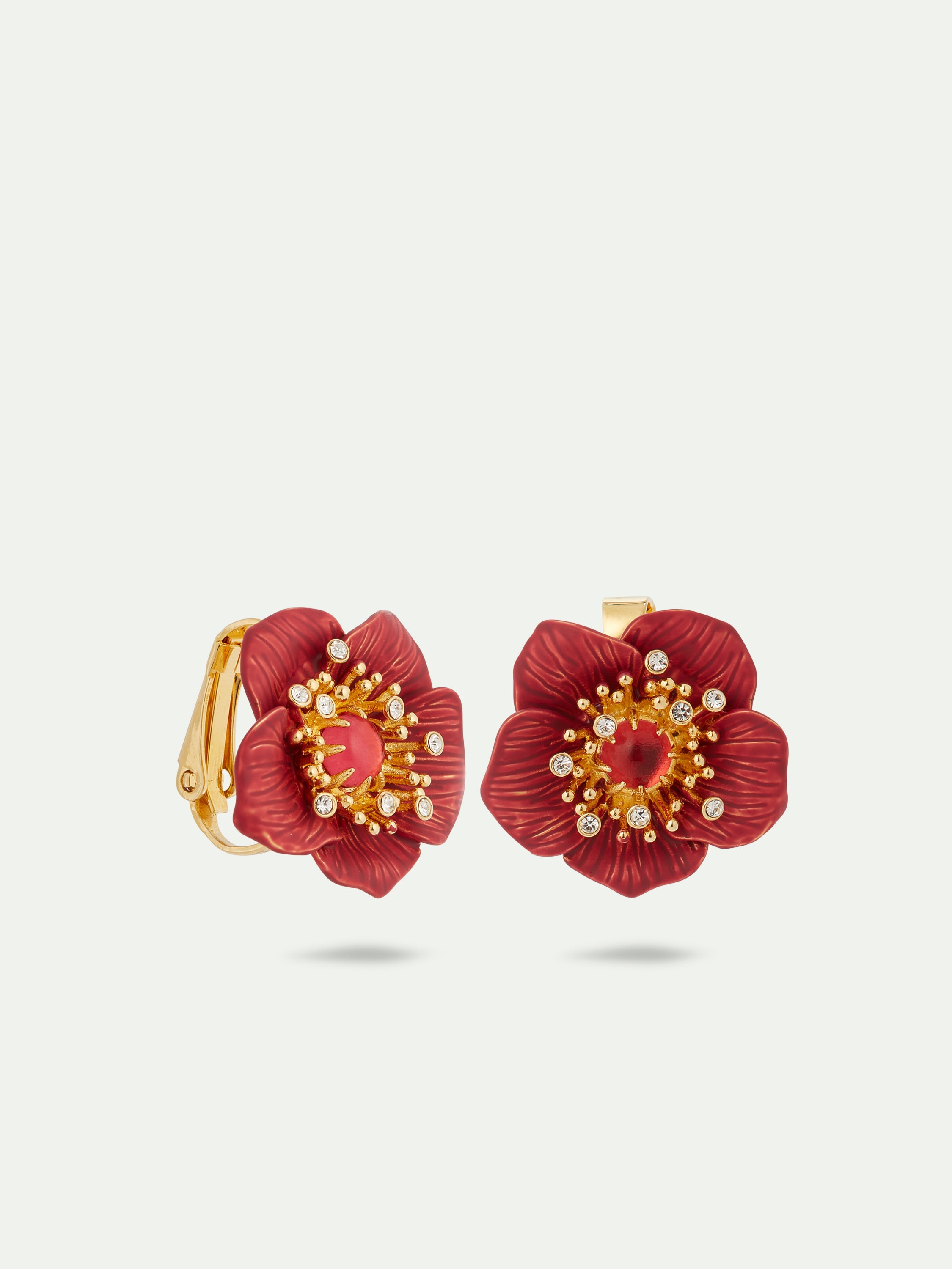 AUVH106T/1 Red Hellebore Christmas Flower Earrings
