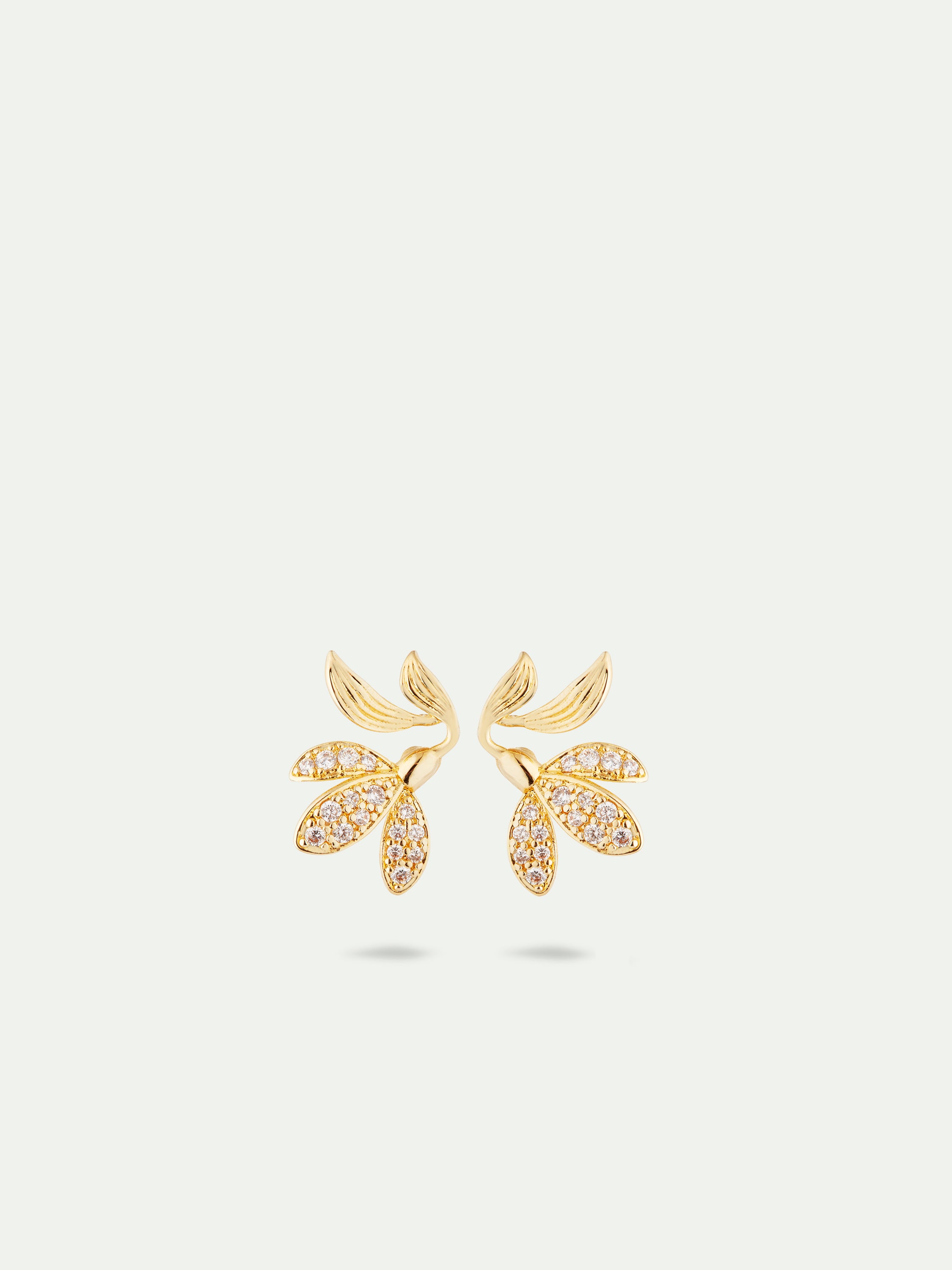 Leaves Paved With Cubic Zirconia Post Earrings | AUVH1101