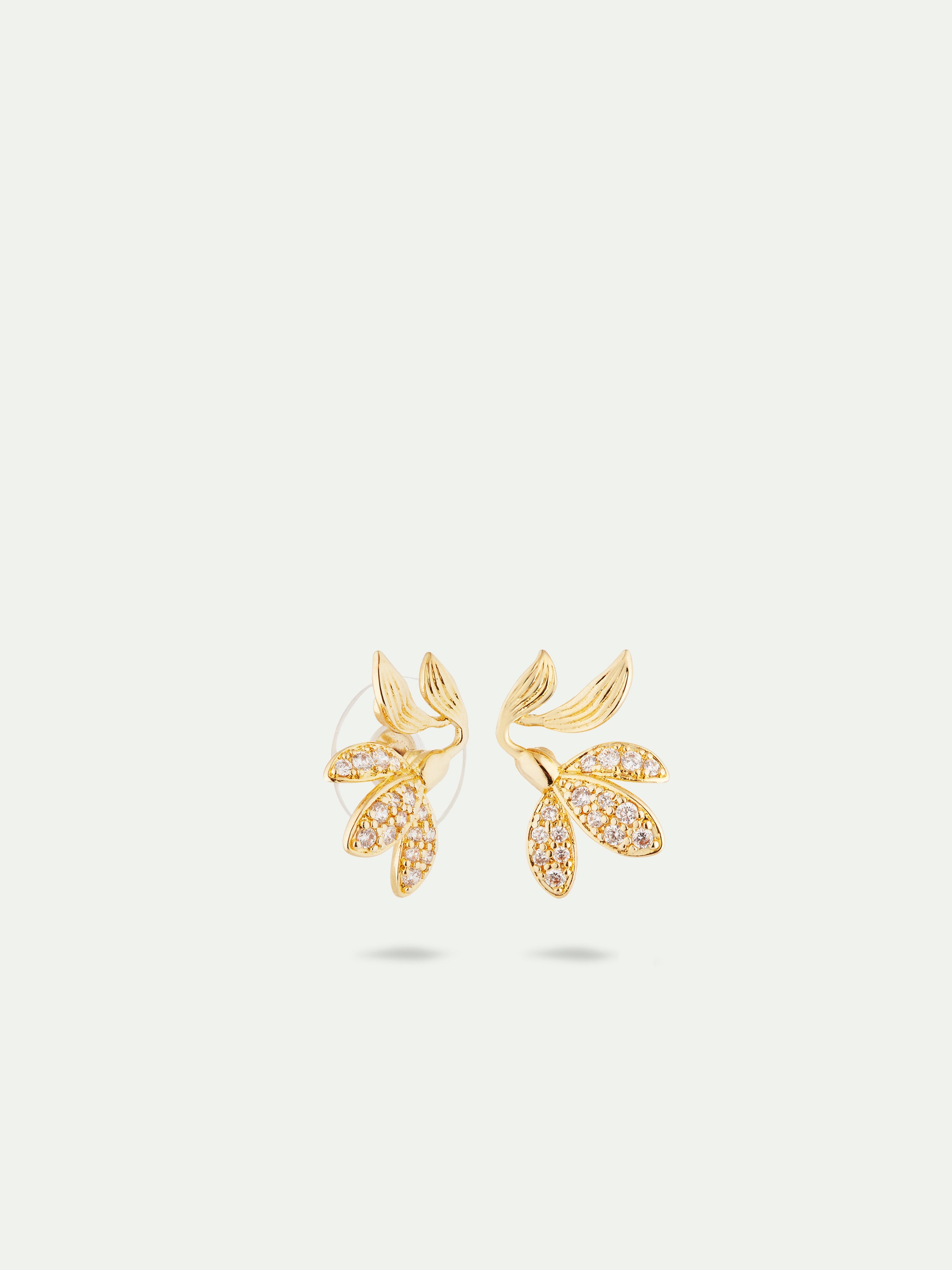 Leaves Paved With Cubic Zirconia Post Earrings | AUVH1101