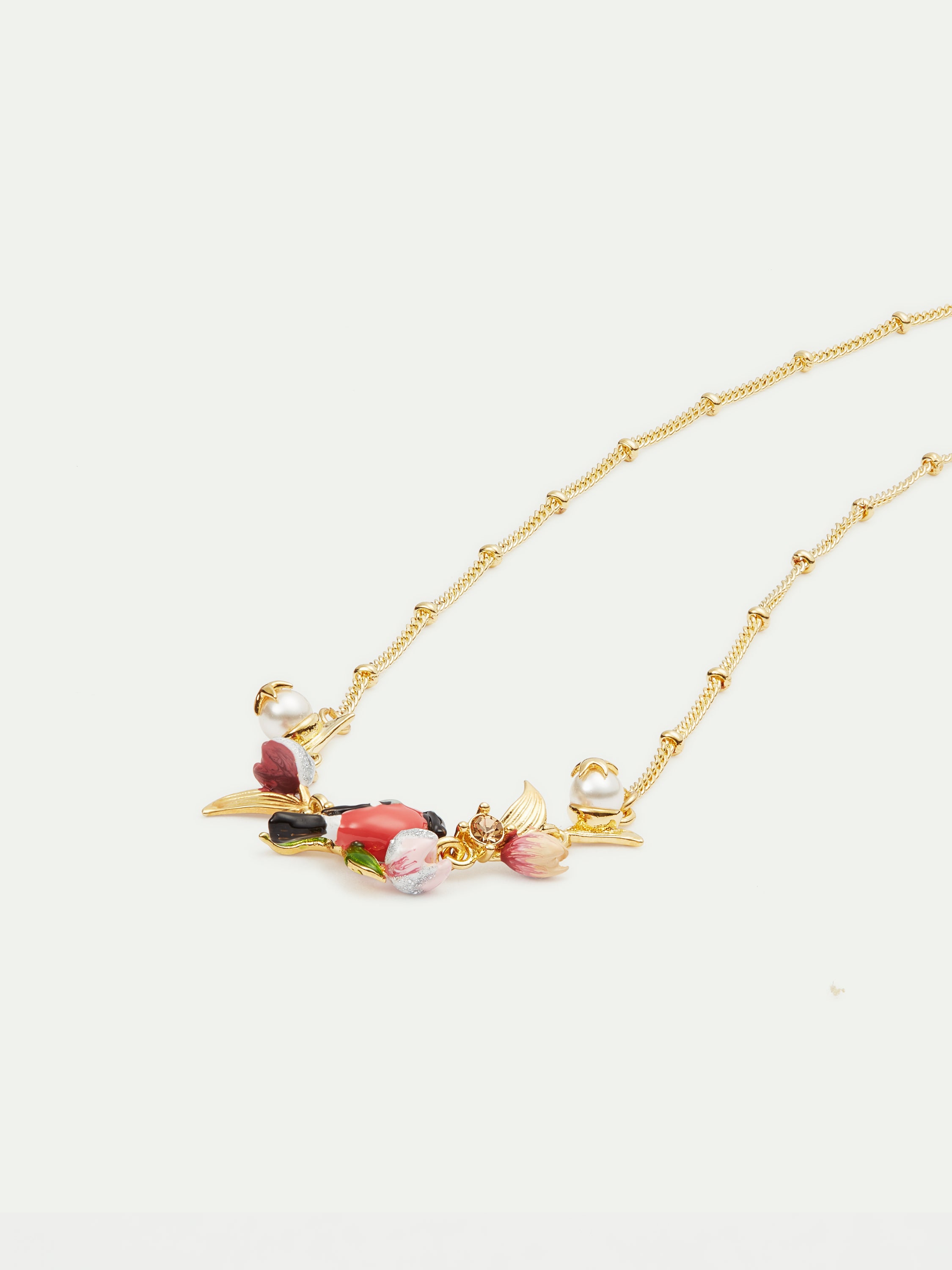 Hellebore Flower And Bullfinch Statement Necklace | AUVH3021