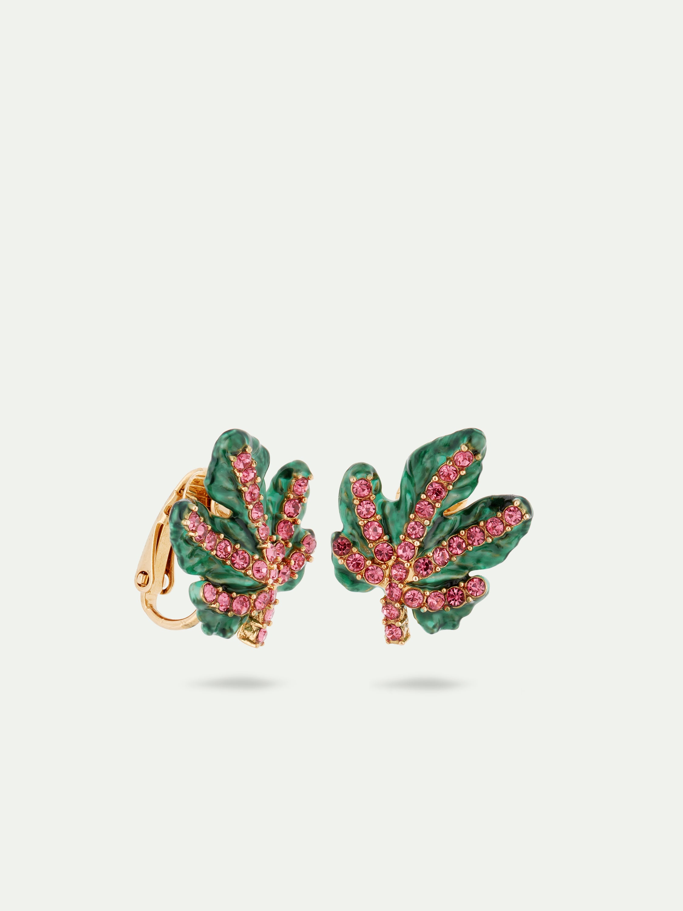 Vine Leaf And Faceted Crystal Earrings | AUVI1061
