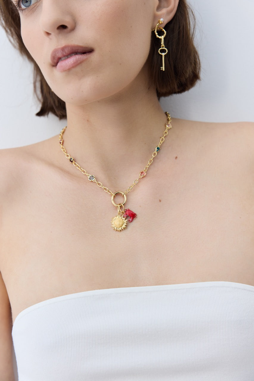 Red Crab and Crystal Pendant: Protection and Change | AYPE4061