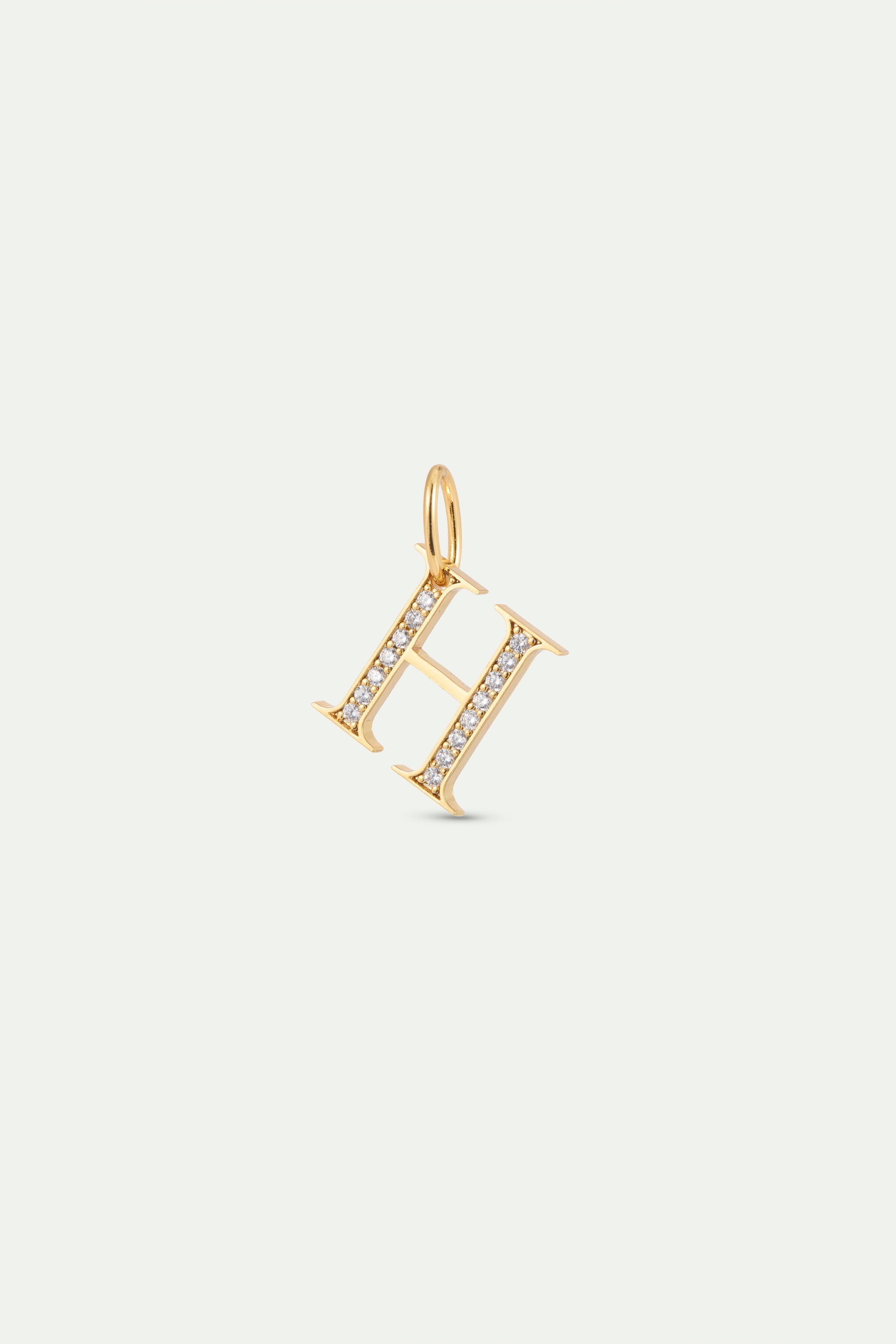 Gold Letter H Pendant With Crystals | AYAB4081
