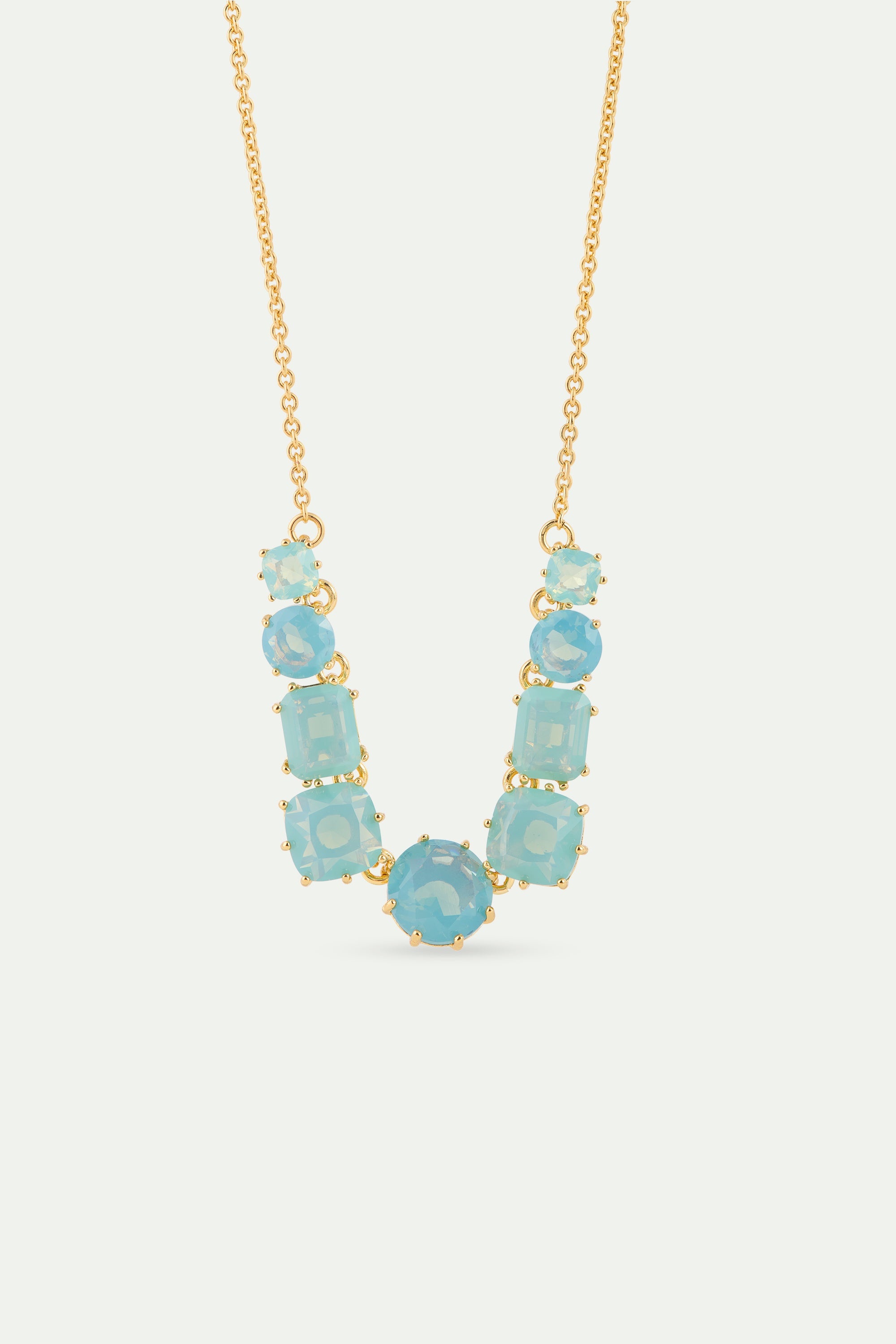 Fine Diamantine Necklace With 9 Glacier Blue Stones | AYLD3602