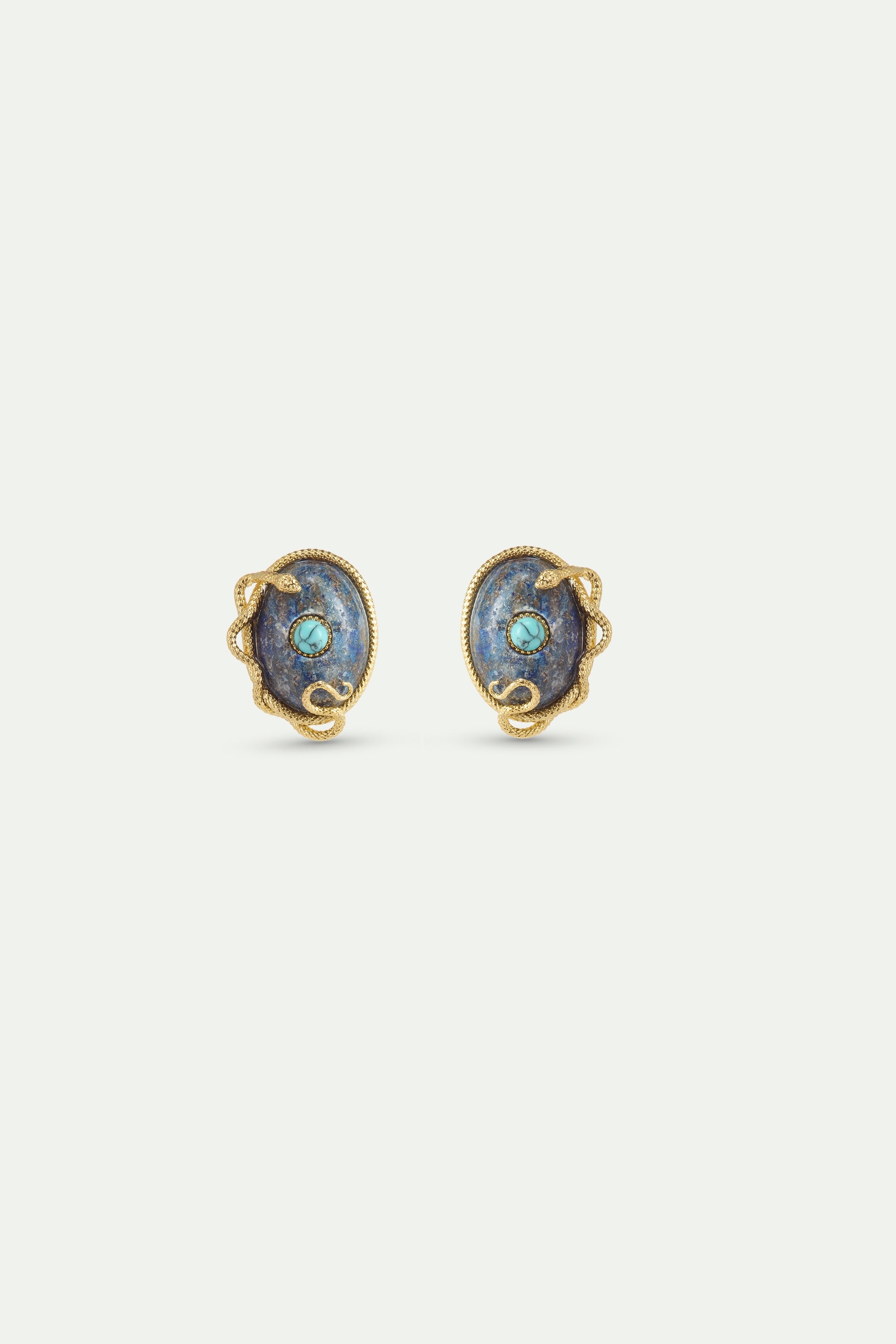 Lapis Lazuli, Turquoise and Gold Snake Earrings | AYVA1021