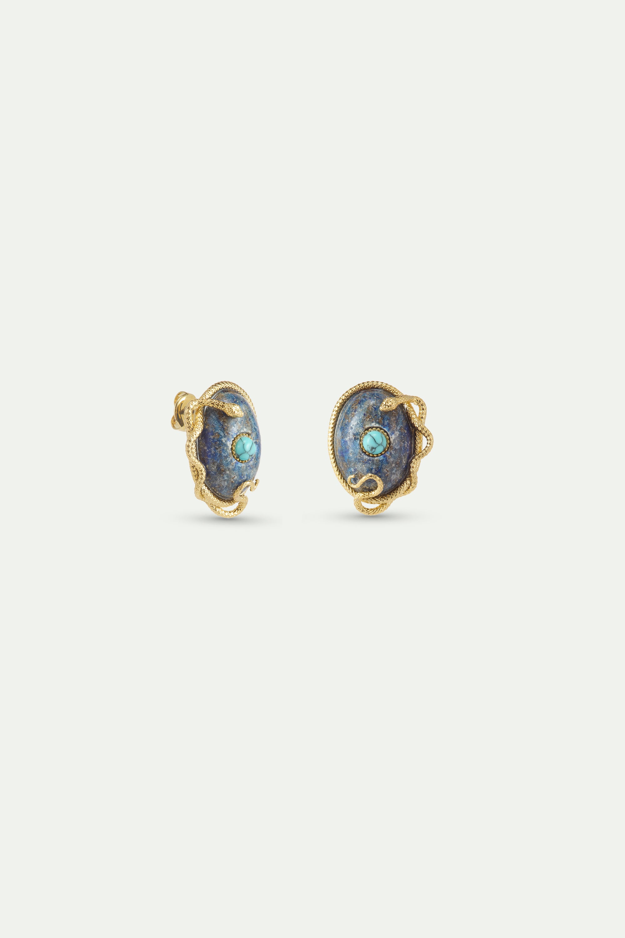 Lapis Lazuli, Turquoise and Gold Snake Earrings | AYVA1021