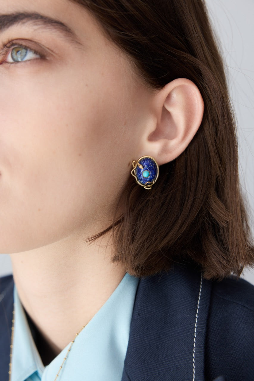 Lapis Lazuli, Turquoise and Gold Snake Earrings | AYVA1021