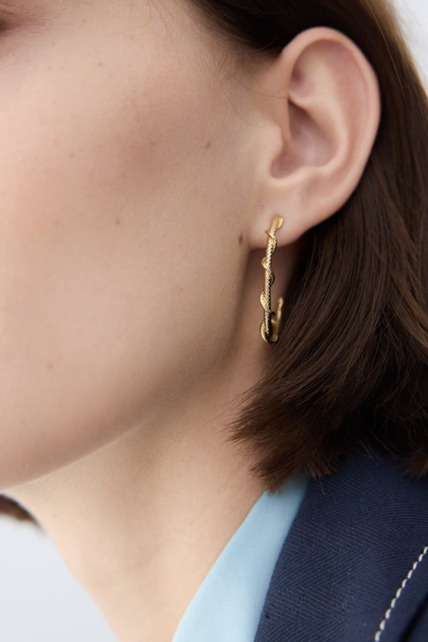 Gold Snake Post Hoop Earrings | AYVA1031