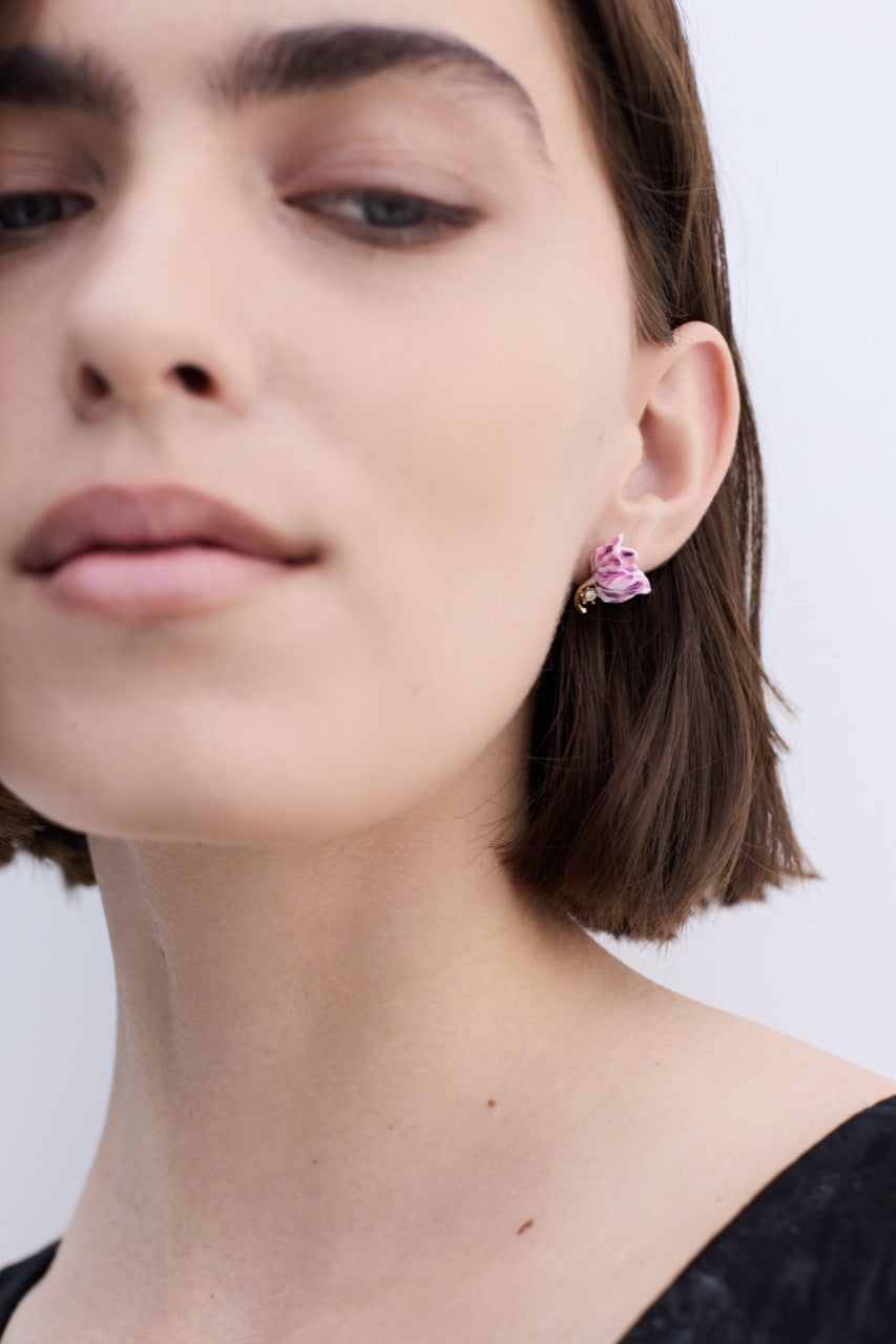 Purple Tulip and Crystal Earrings | AYVA1041