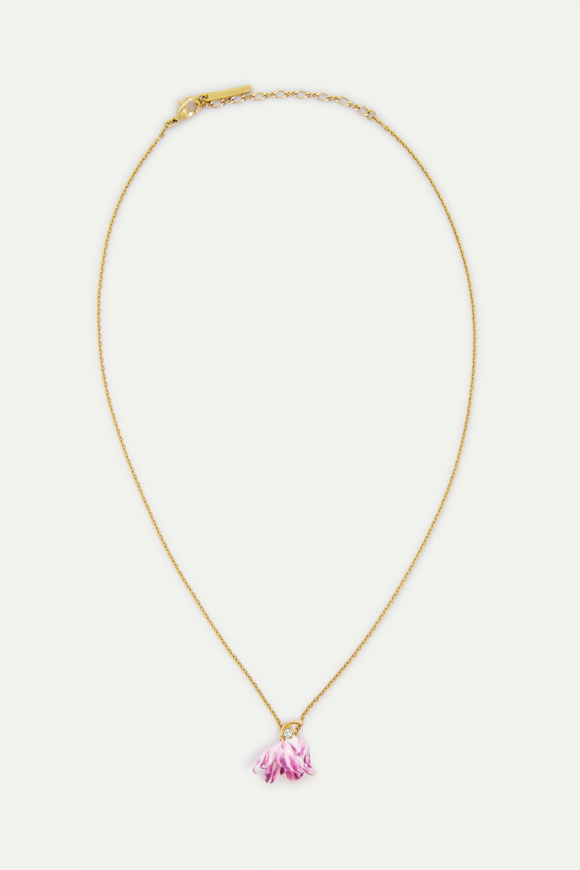 Purple Tulip and Crystal Pendant Necklace | AYVA3051