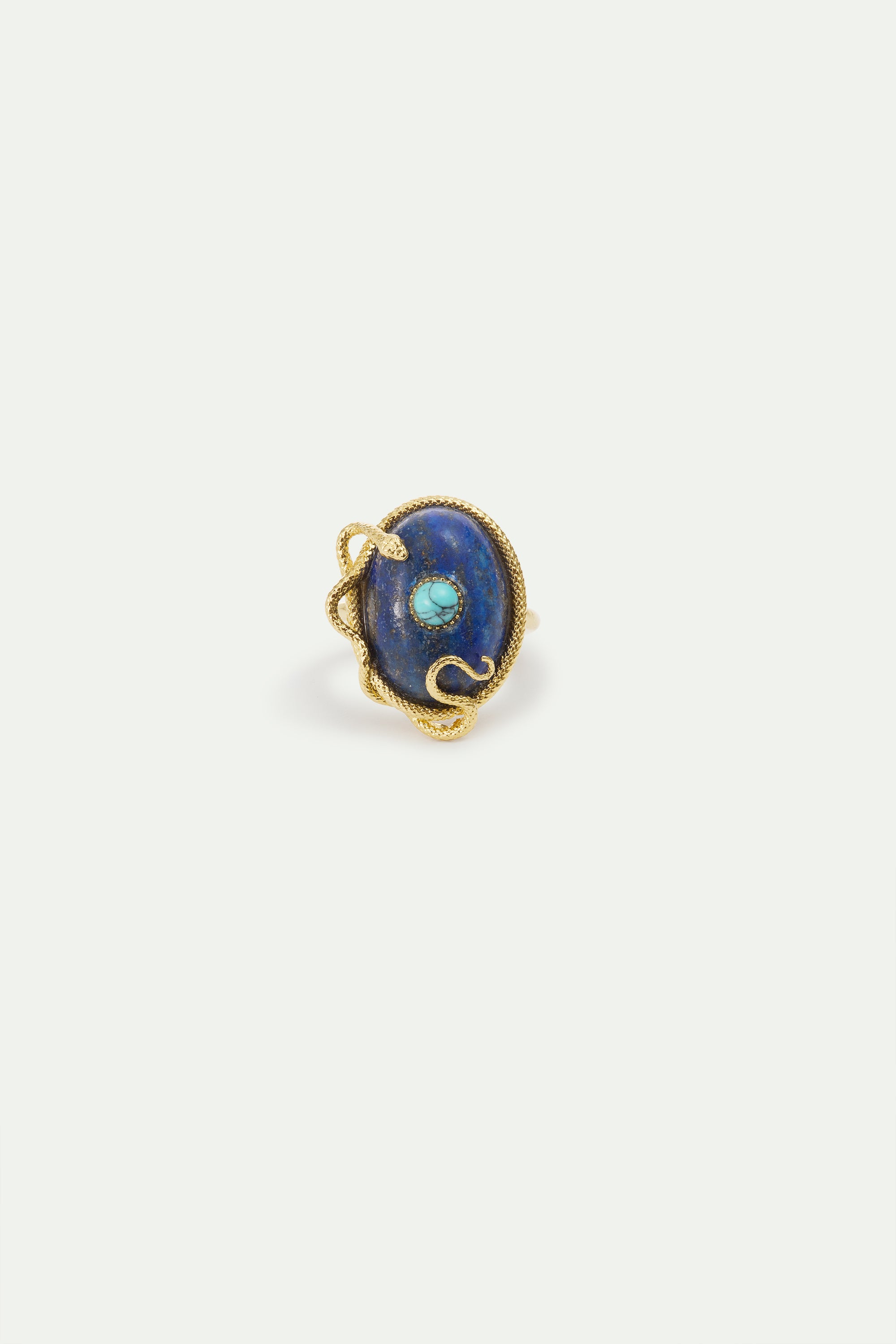 Lapis Lazuli, Turquoise and Gold Snake Ring | AYVA6011