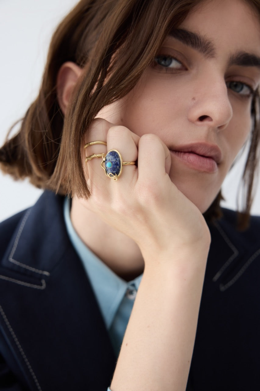 Gold Snake-Shaped Adjustable Spiral Ring | AYVA6021