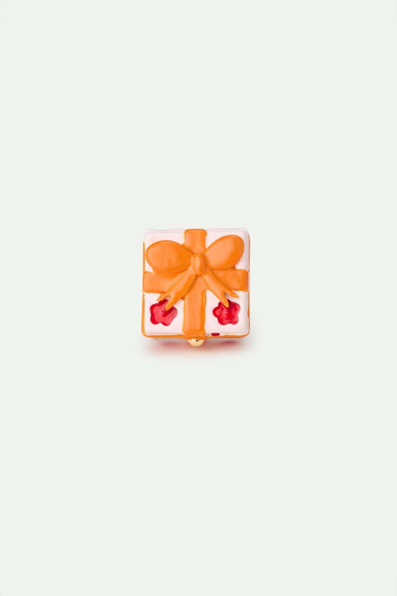 Adjustable Ring With Pink Gift Box, Red Flower And Orange Bow | AWWI6031 - Les Nereides