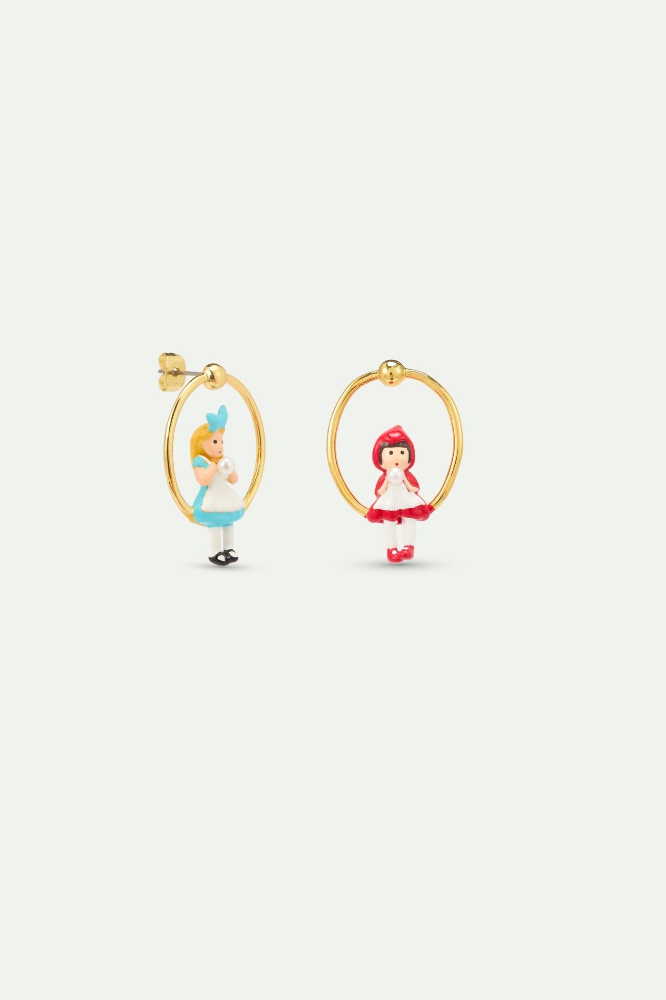 Alice And Little Red Riding Hood Asymmetric Hoop Earrings | AXMT1011 - Les Nereides