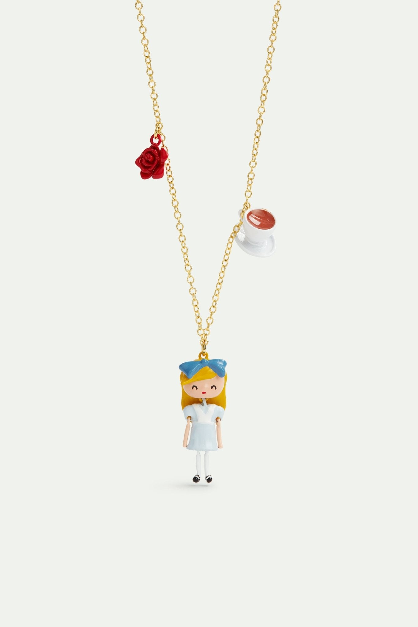 Alice in Wonderland, tea cup and rose pendant necklace | AVPO3051 - Les Nereides