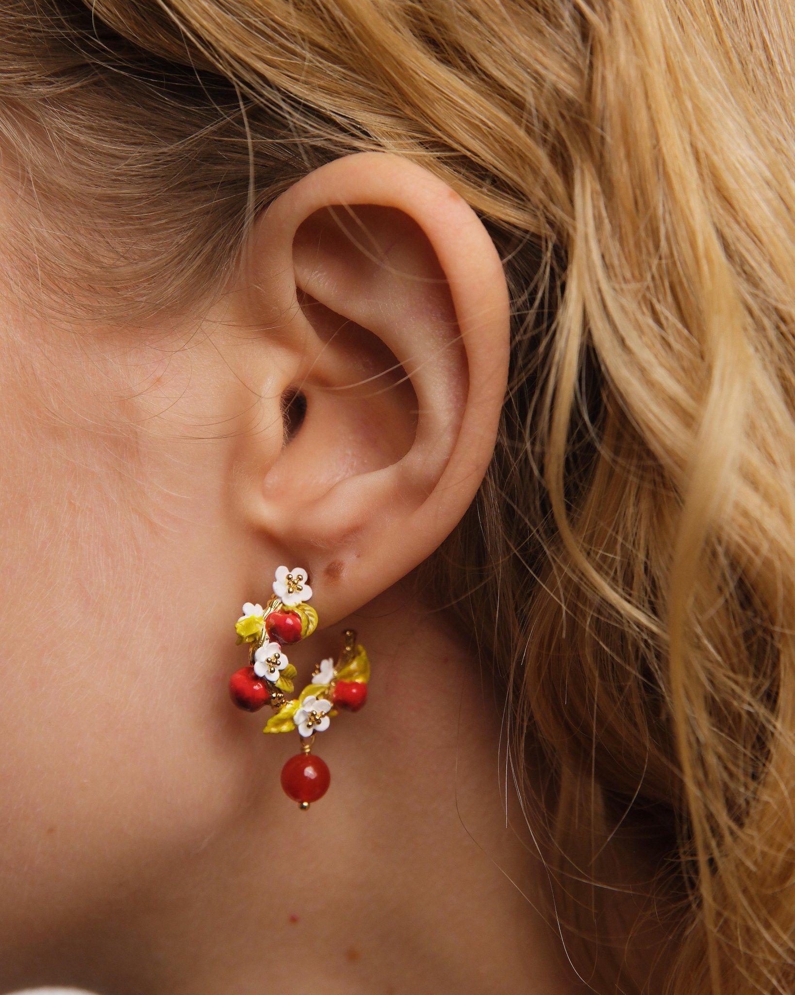 Apple And Apple Blossom Hoop Earrings | AUDC1011 - Les Nereides