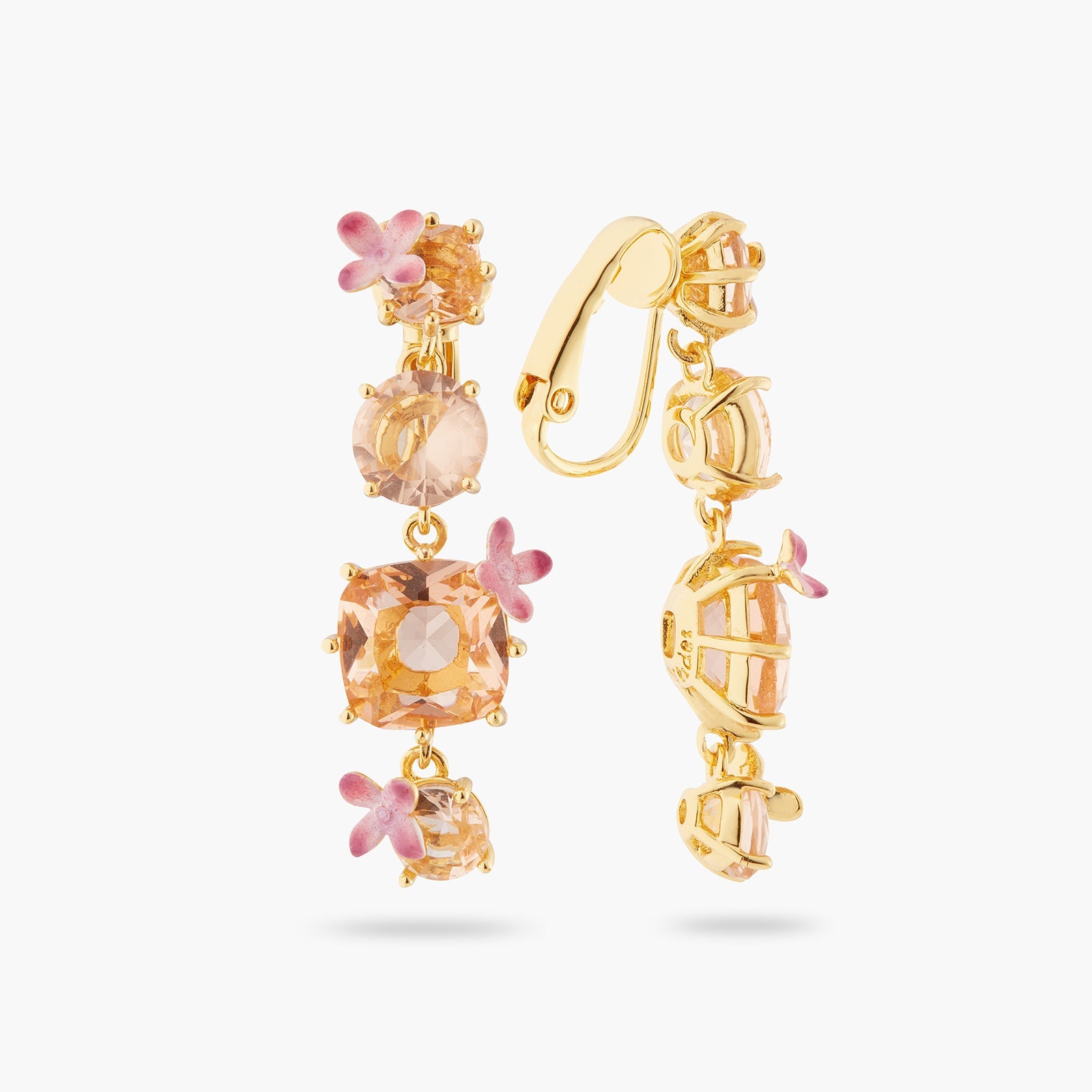 Apricot Pink Diamantine 4 Stone Earrings | ATLD1202 - Les Nereides