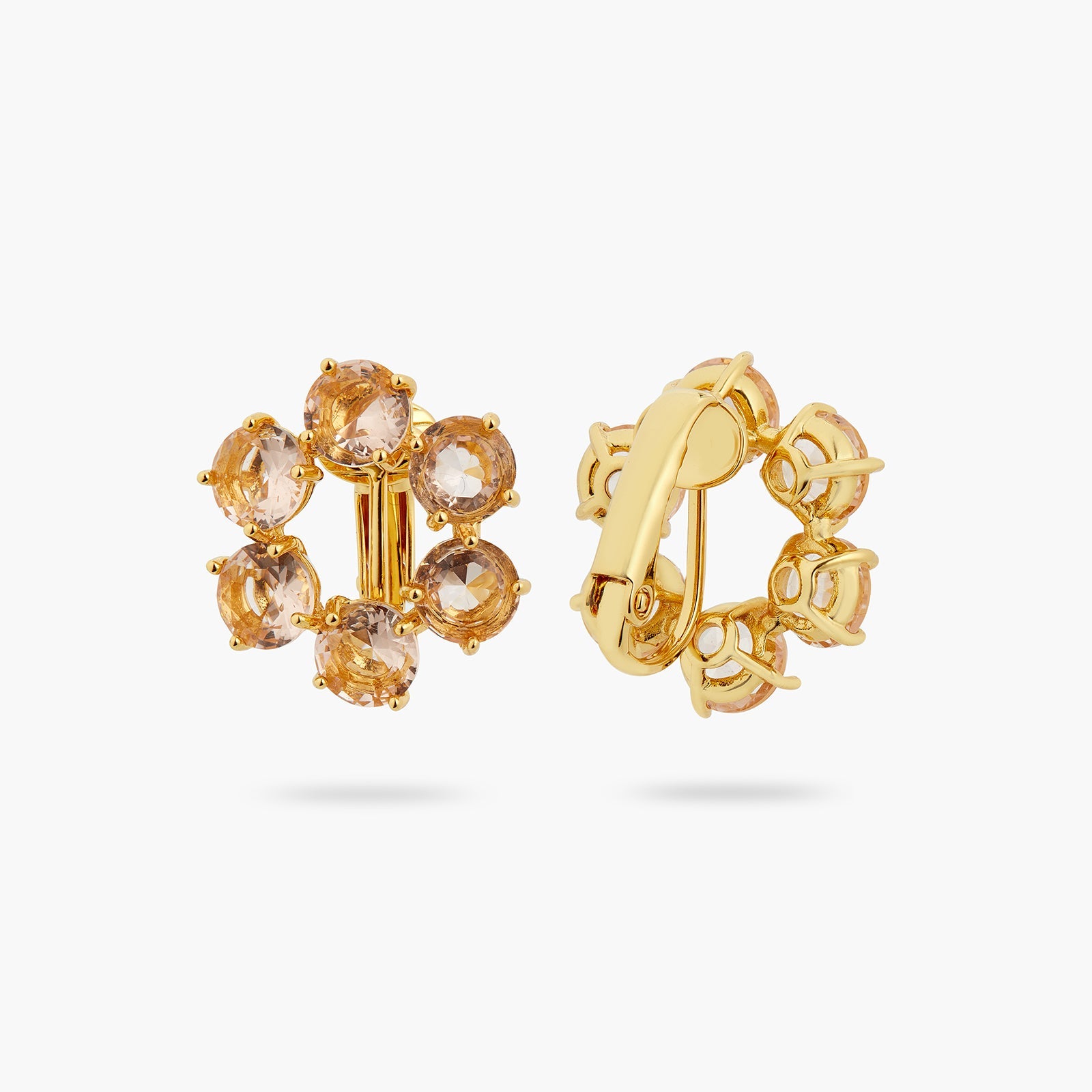 Apricot Pink Diamantine 6 Round Stone Earrings | ATLD1421 - Les Nereides