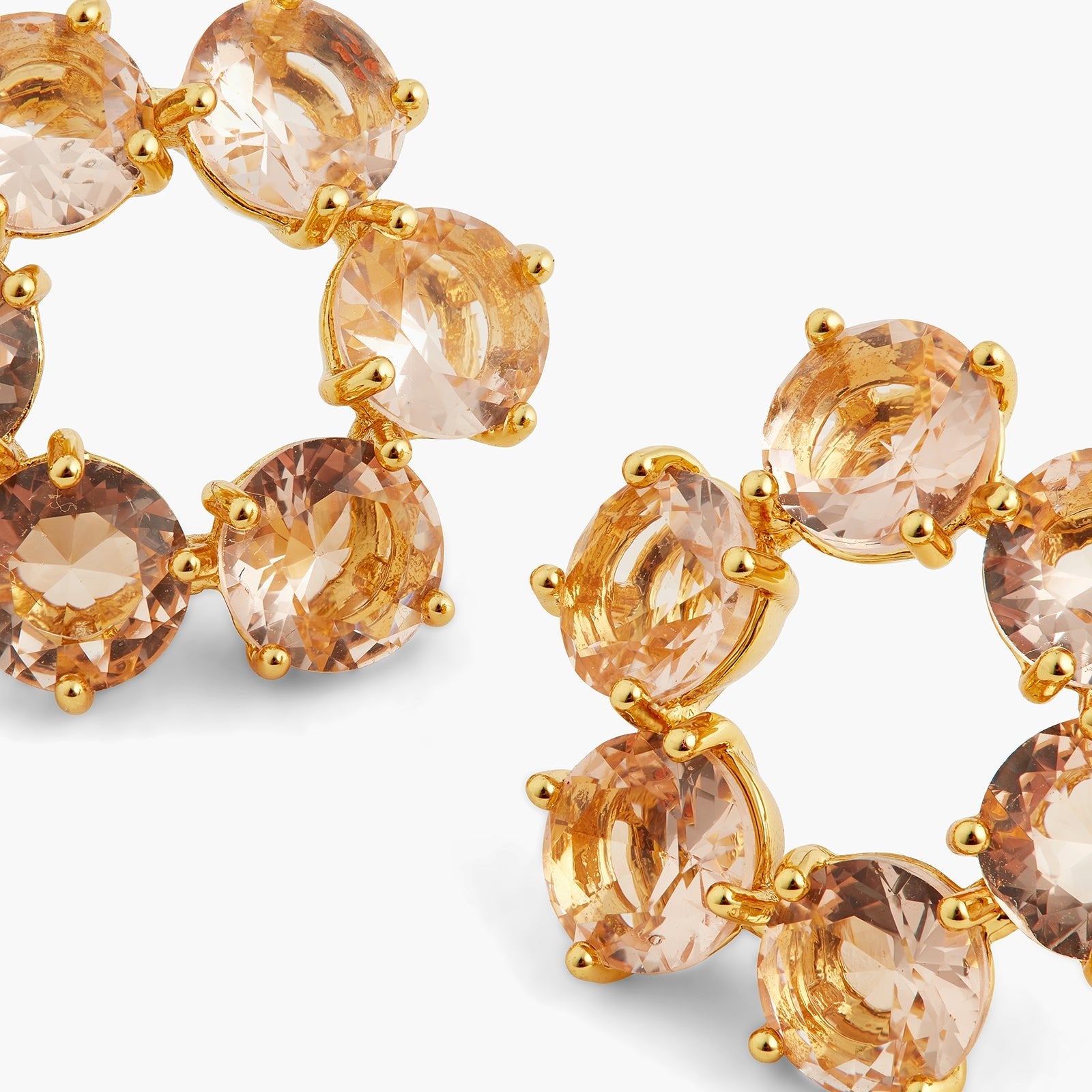 Apricot Pink Diamantine 6 Round Stone Earrings | ATLD1421 - Les Nereides