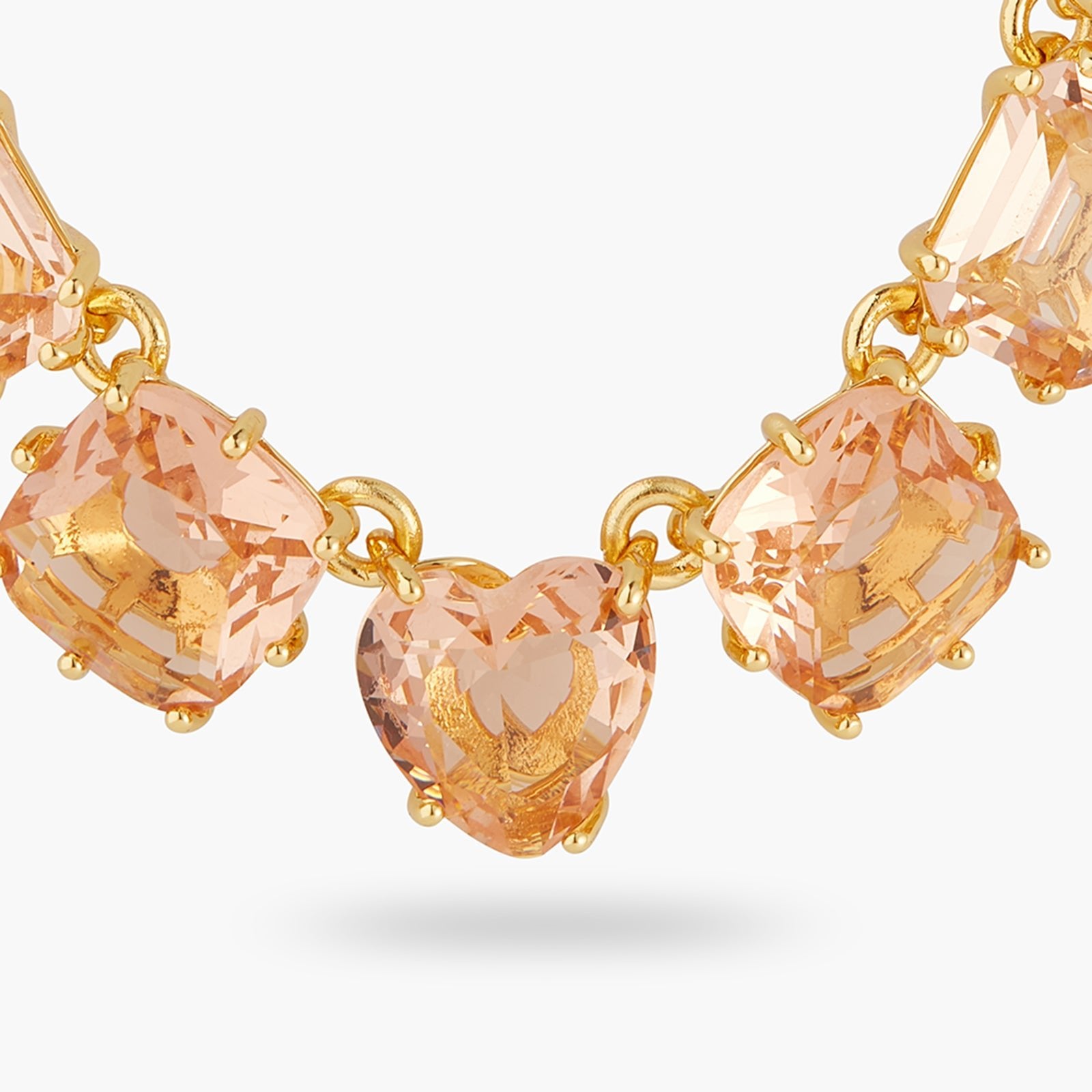 Apricot Pink Diamantine 9 Stone Fine Necklace | ATLD3181 - Les Nereides