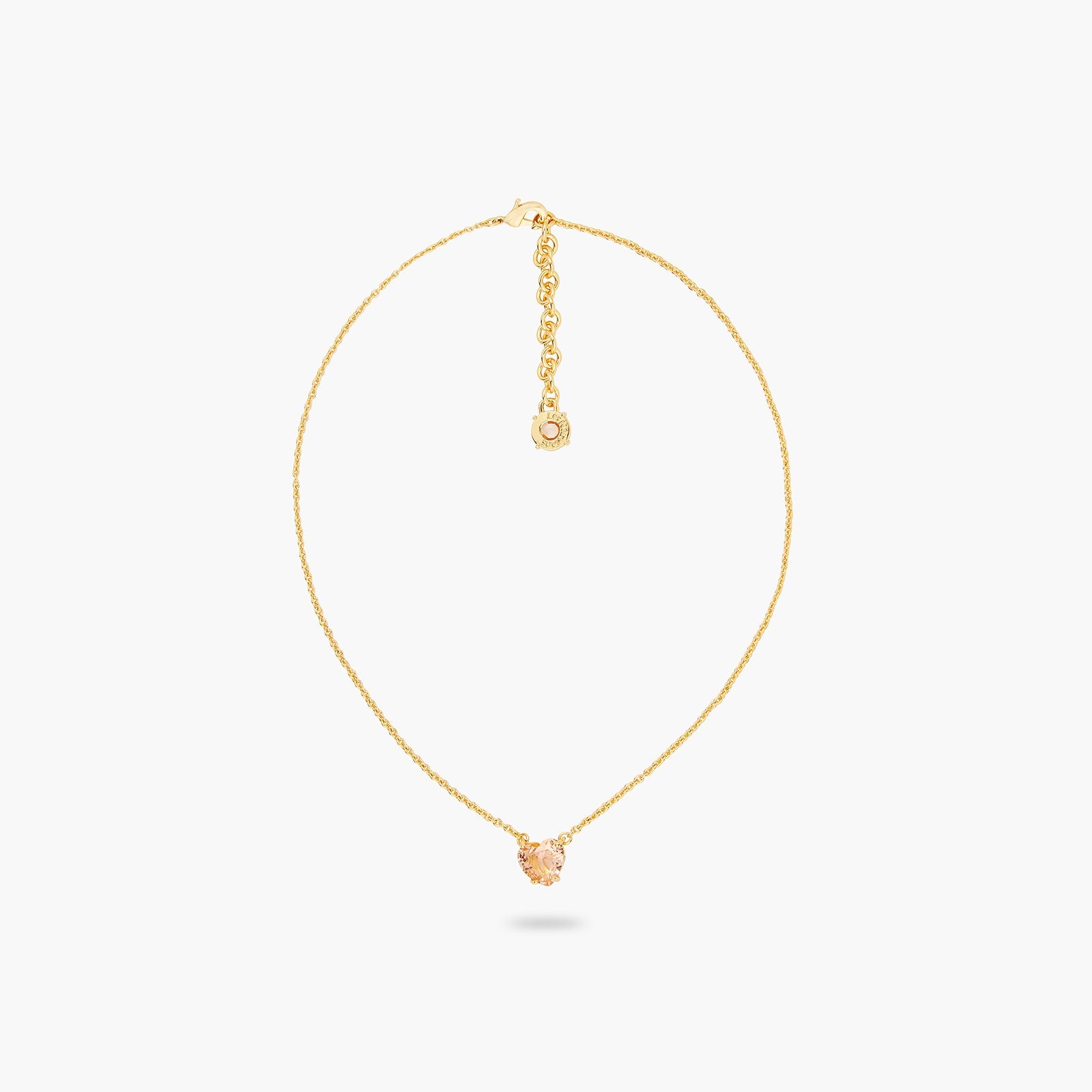 Apricot Pink Diamantine Fine Heart Necklace | ATLD3531 - Les Nereides