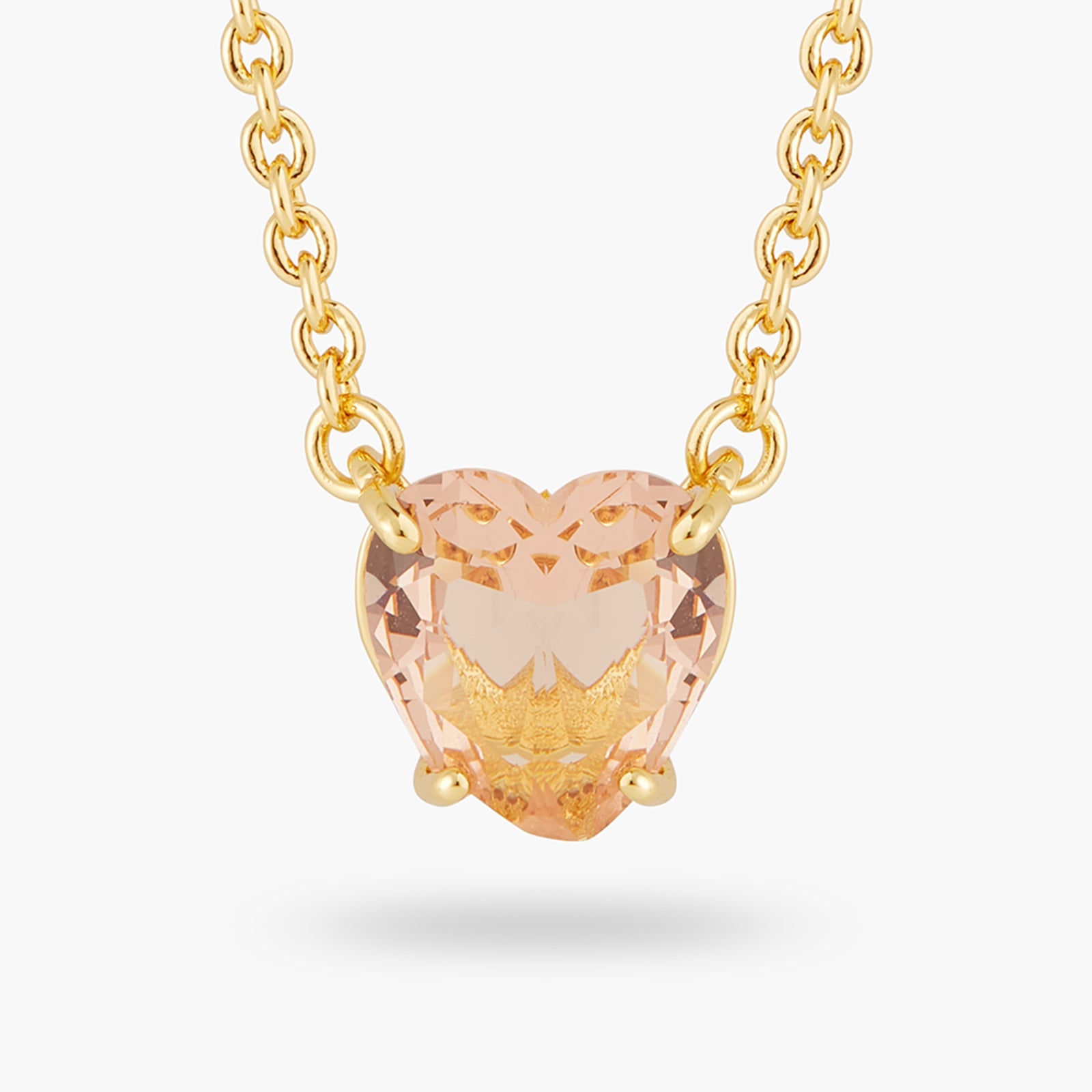 Apricot Pink Diamantine Fine Heart Necklace | ATLD3531 - Les Nereides
