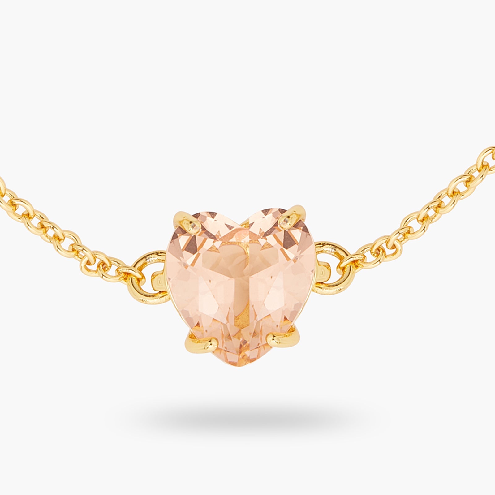 Apricot Pink Diamantine Heart Fine Bracelet | ATLD2531 - Les Nereides