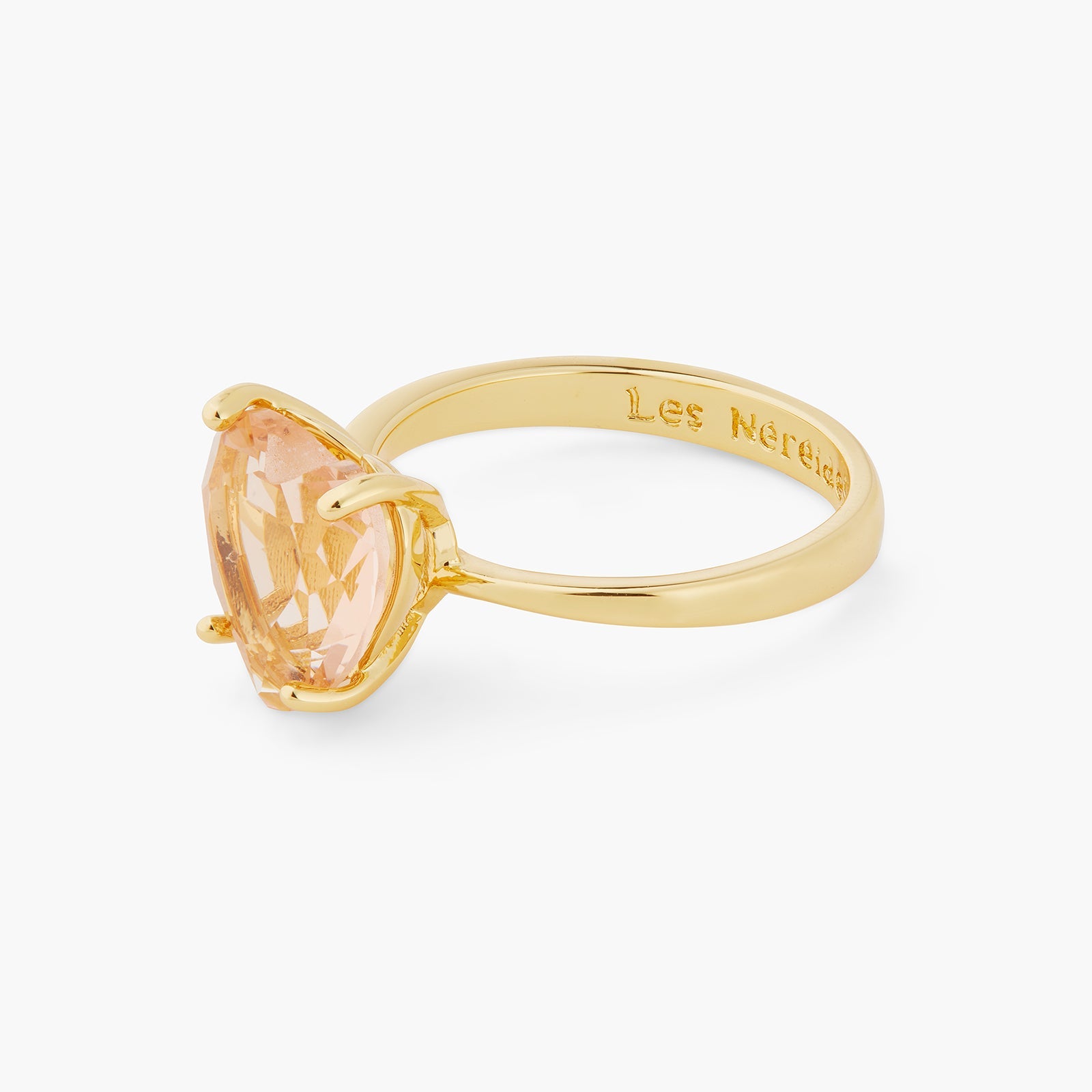 Apricot Pink Diamantine Heart Solitaire Ring | ATLD6171 - Les Nereides