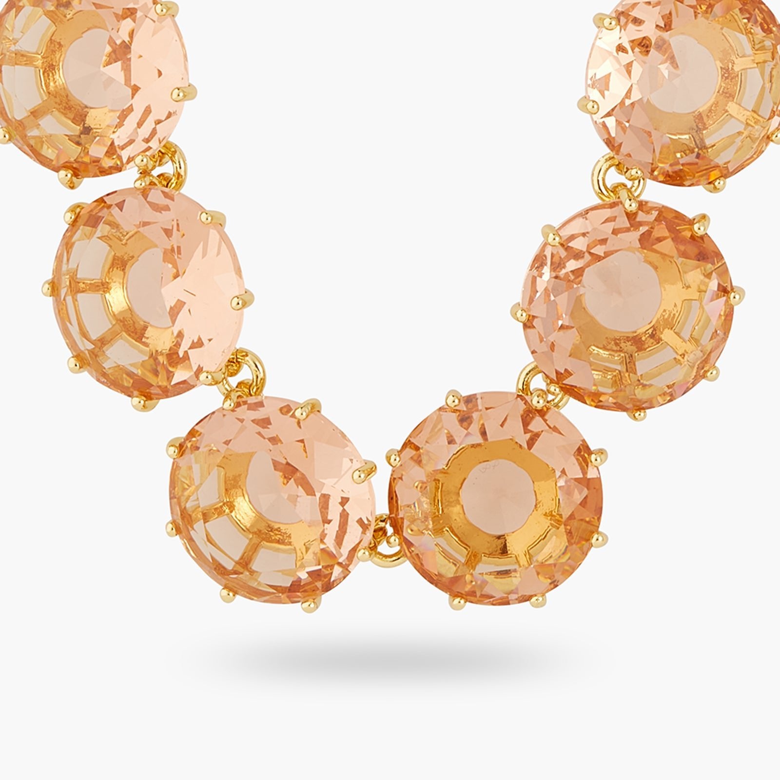 Apricot Pink Diamantine Round Stone Long Necklace | ATLD3511 - Les Nereides
