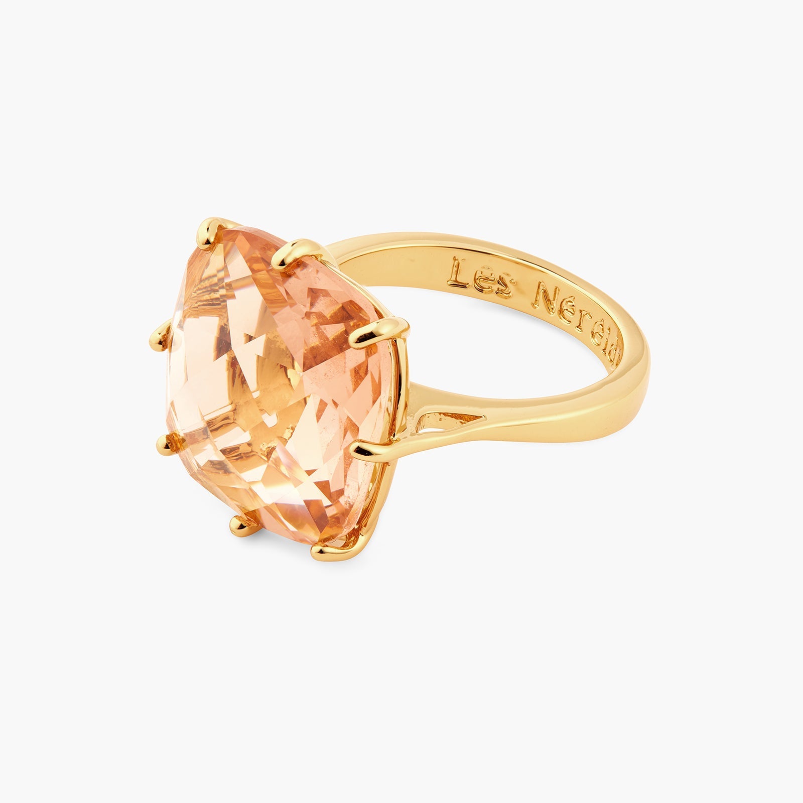 Apricot Pink Diamantine Square Solitaire Ring | ATLD6021 - Les Nereides