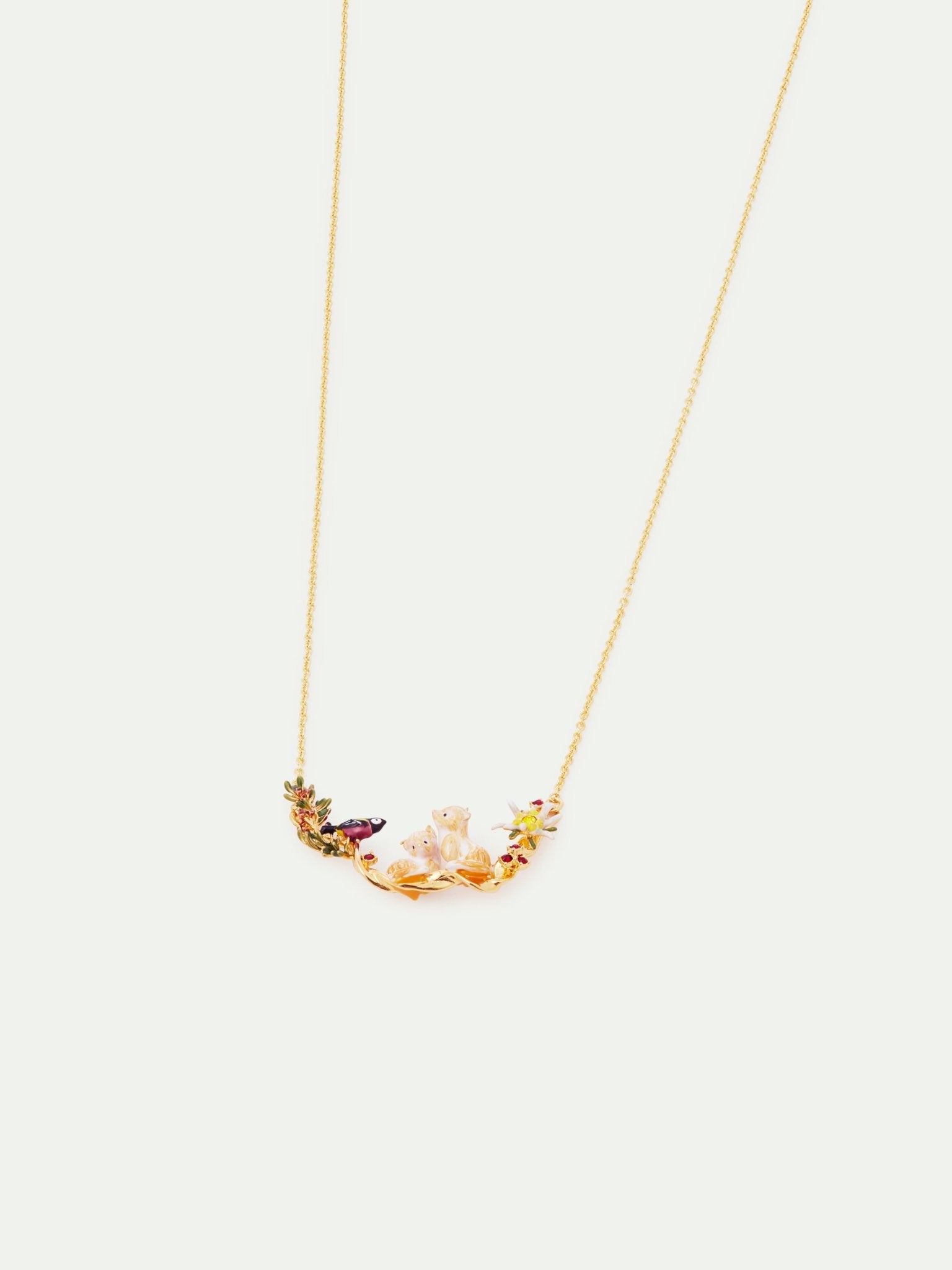 Arctic Fox Couple And Varied Tit Statement Necklace | AULA3021 - Les Nereides