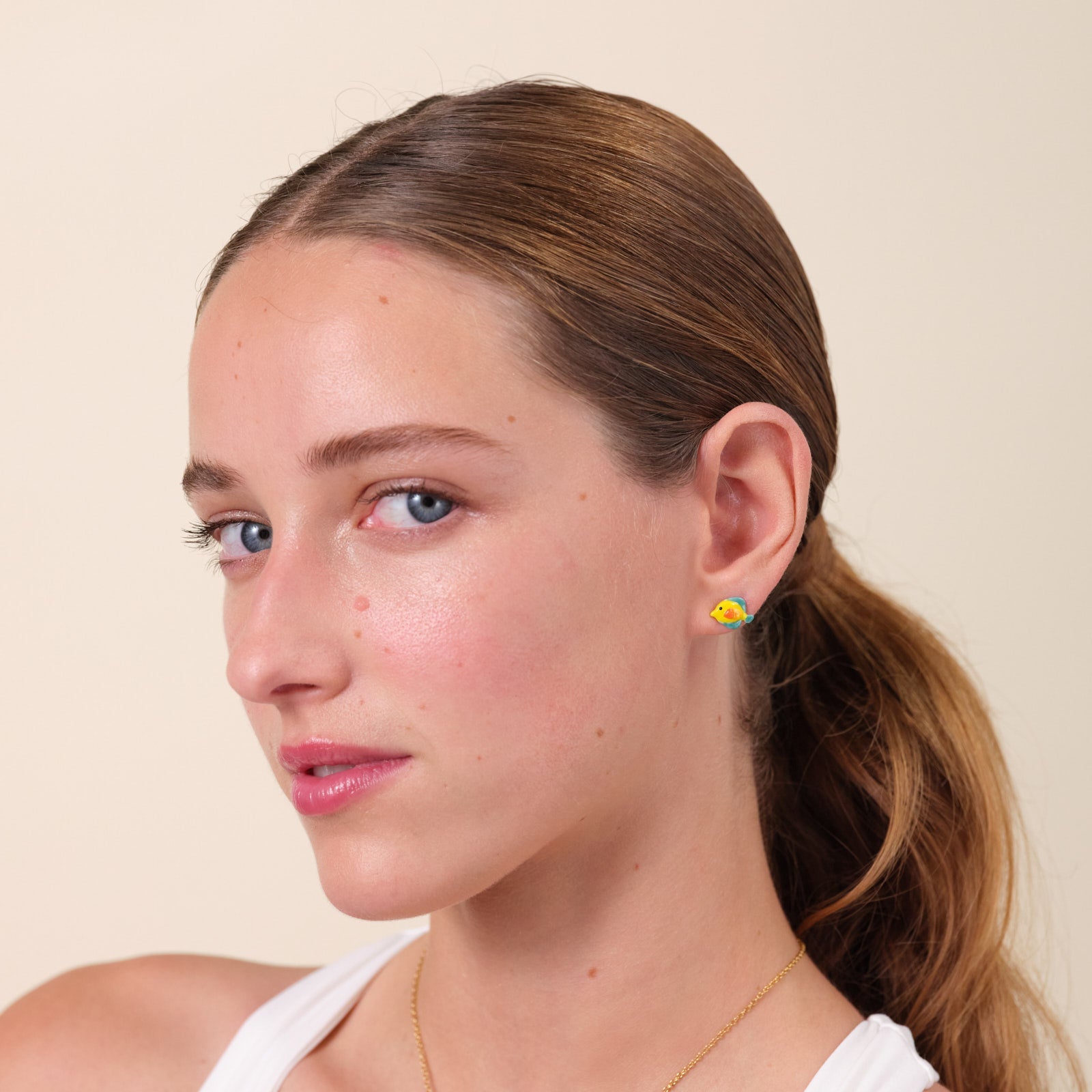 Asymmetrical Blue Fish And Yellow Fish Earrings | ATPR1071 - Les Nereides