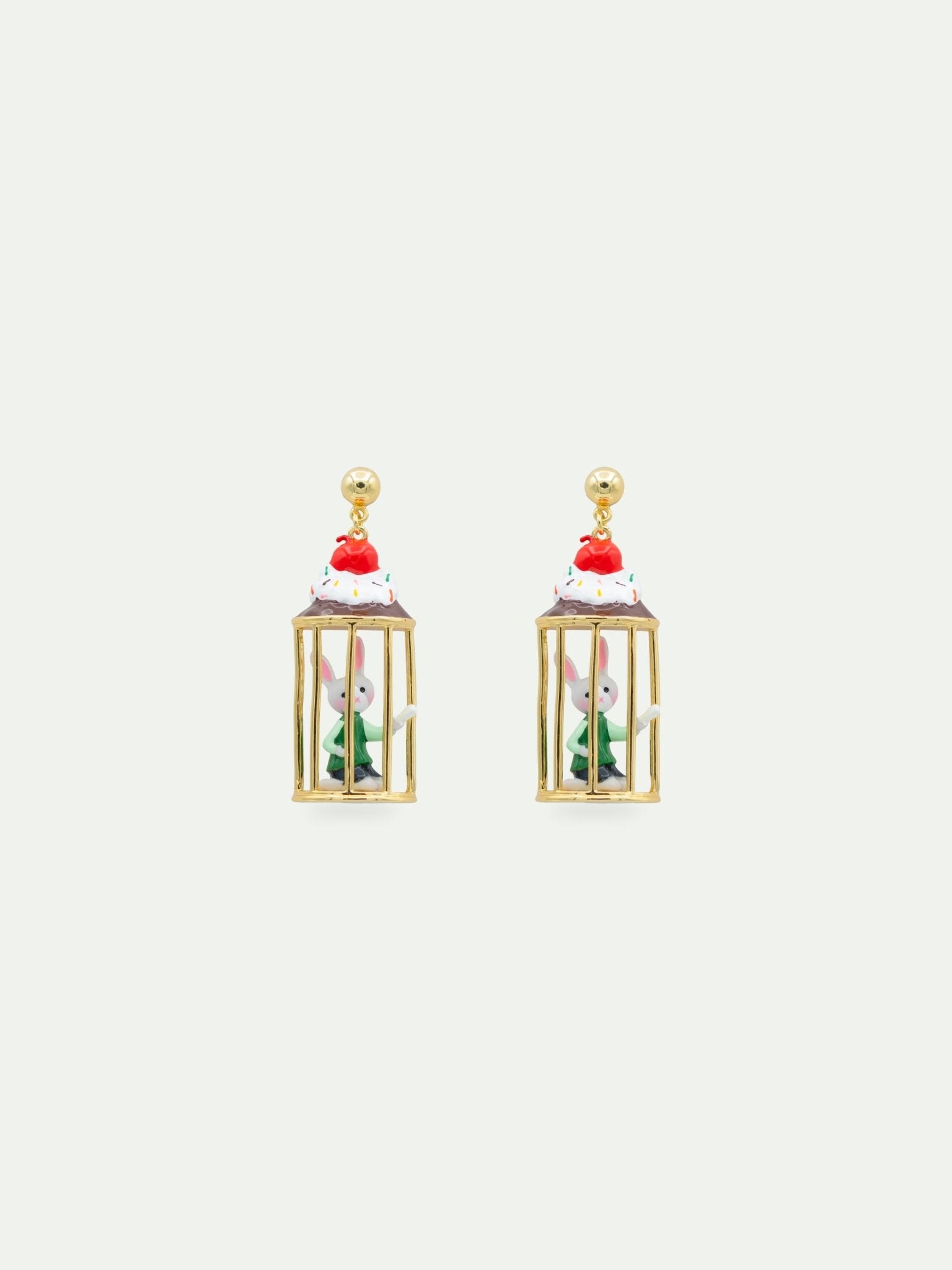 Asymmetrical Dangle Earrings With Rabbit Hansel And Sweet Treats | AWHG1021 - Les Nereides