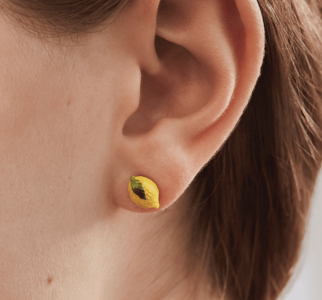 Asymmetrical Lemon And Orange Blossom Earrings | AXMI1061 - Les Nereides