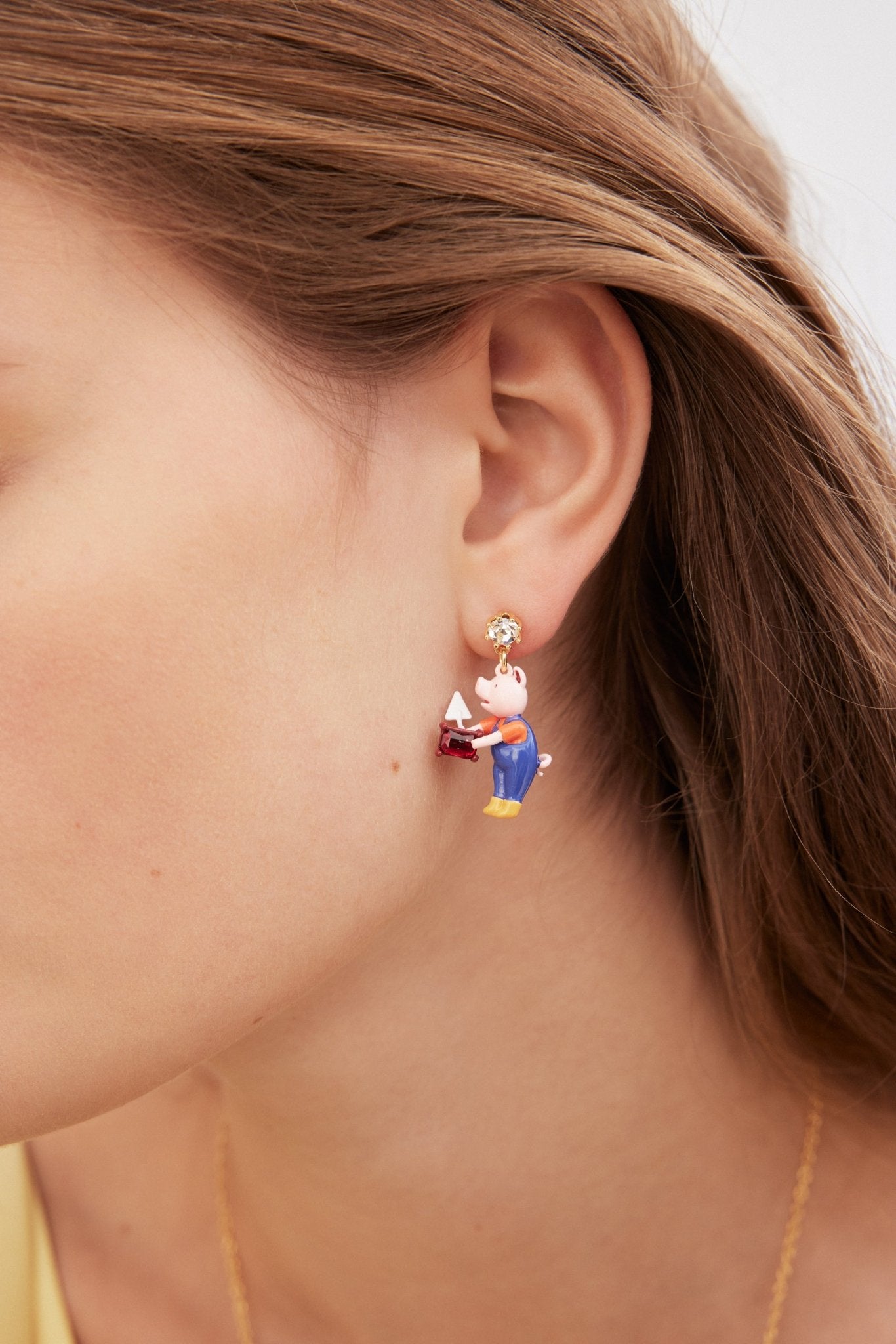 Asymmetrical Little Pigs Earrings, Faceted Crystal | AXCN1041 - Les Nereides