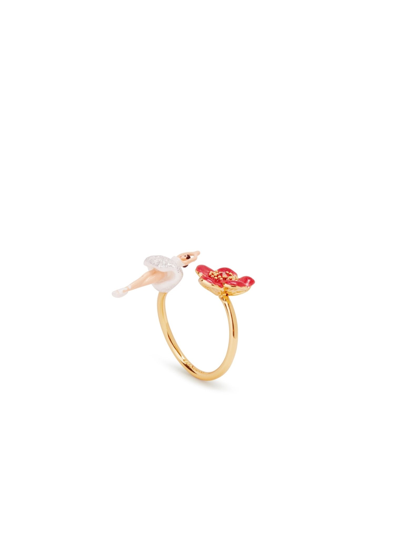 Ballerina And Red Flower Adjustable Ring | AUMDD6011 - Les Nereides