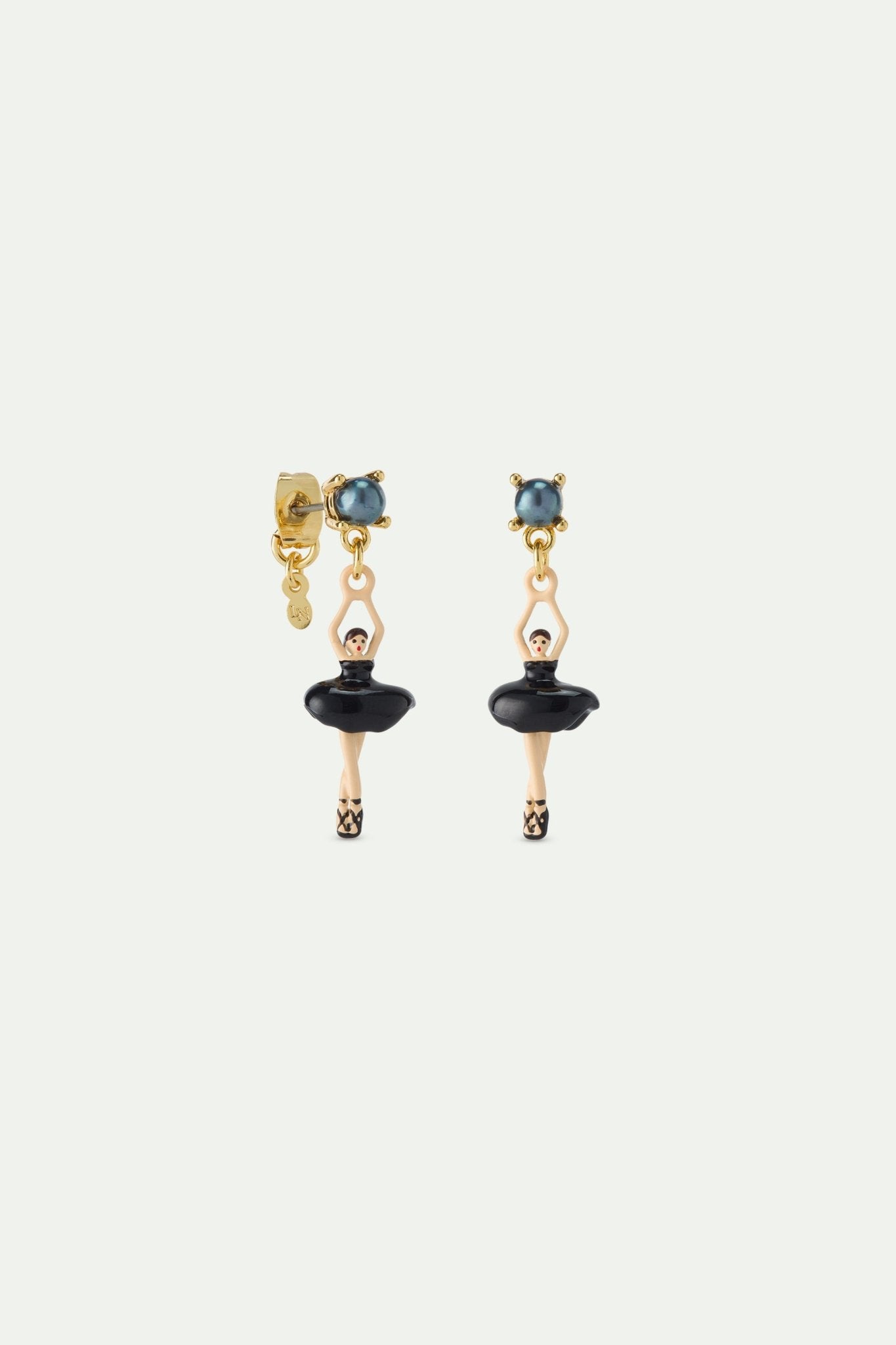 Ballerina Black Tutu And Cultured Pearl Earrings | AWMDD1011 - Les Nereides