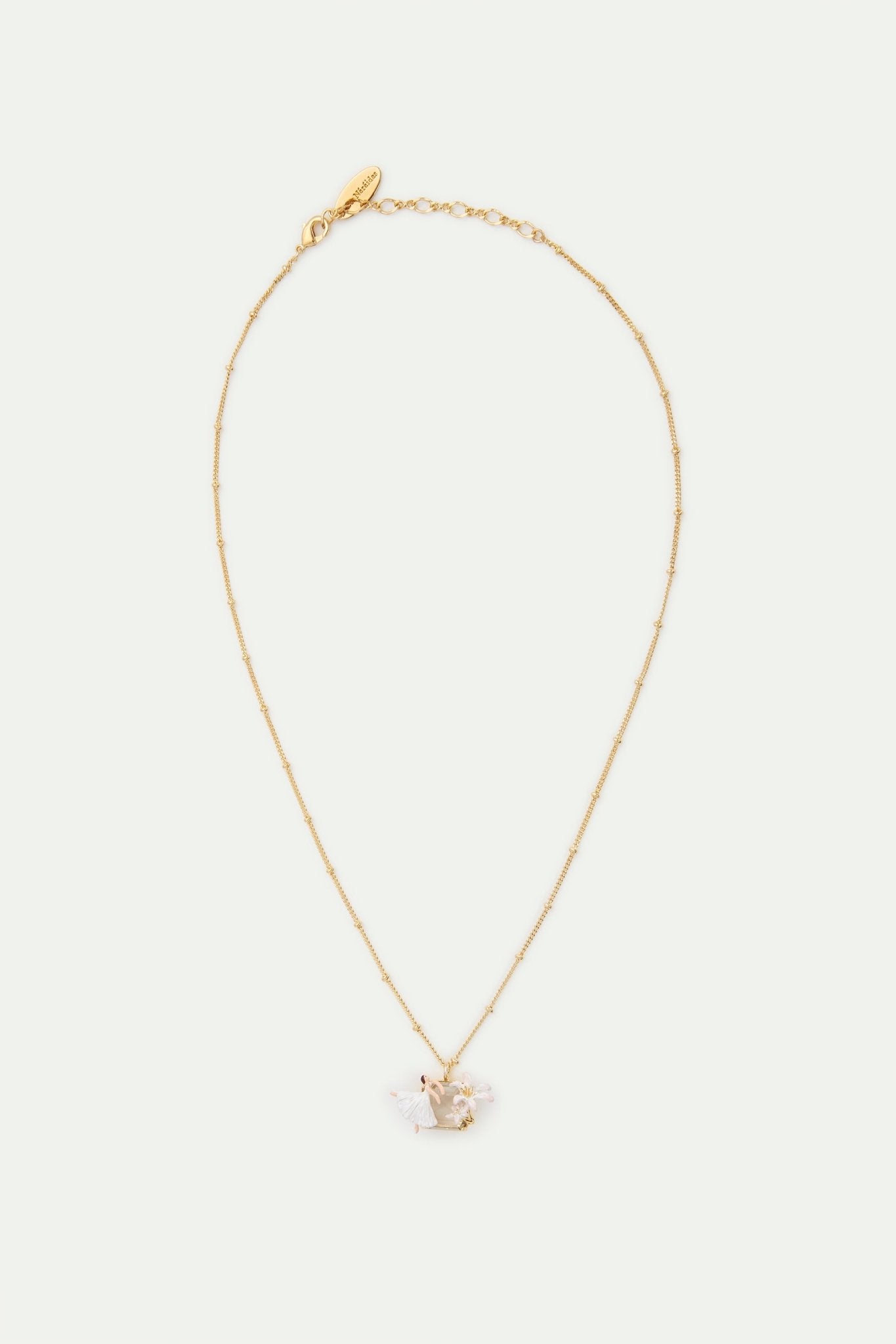 Ballerina, lily flower and faceted stone pendant necklace | AVOP3011 - Les Nereides