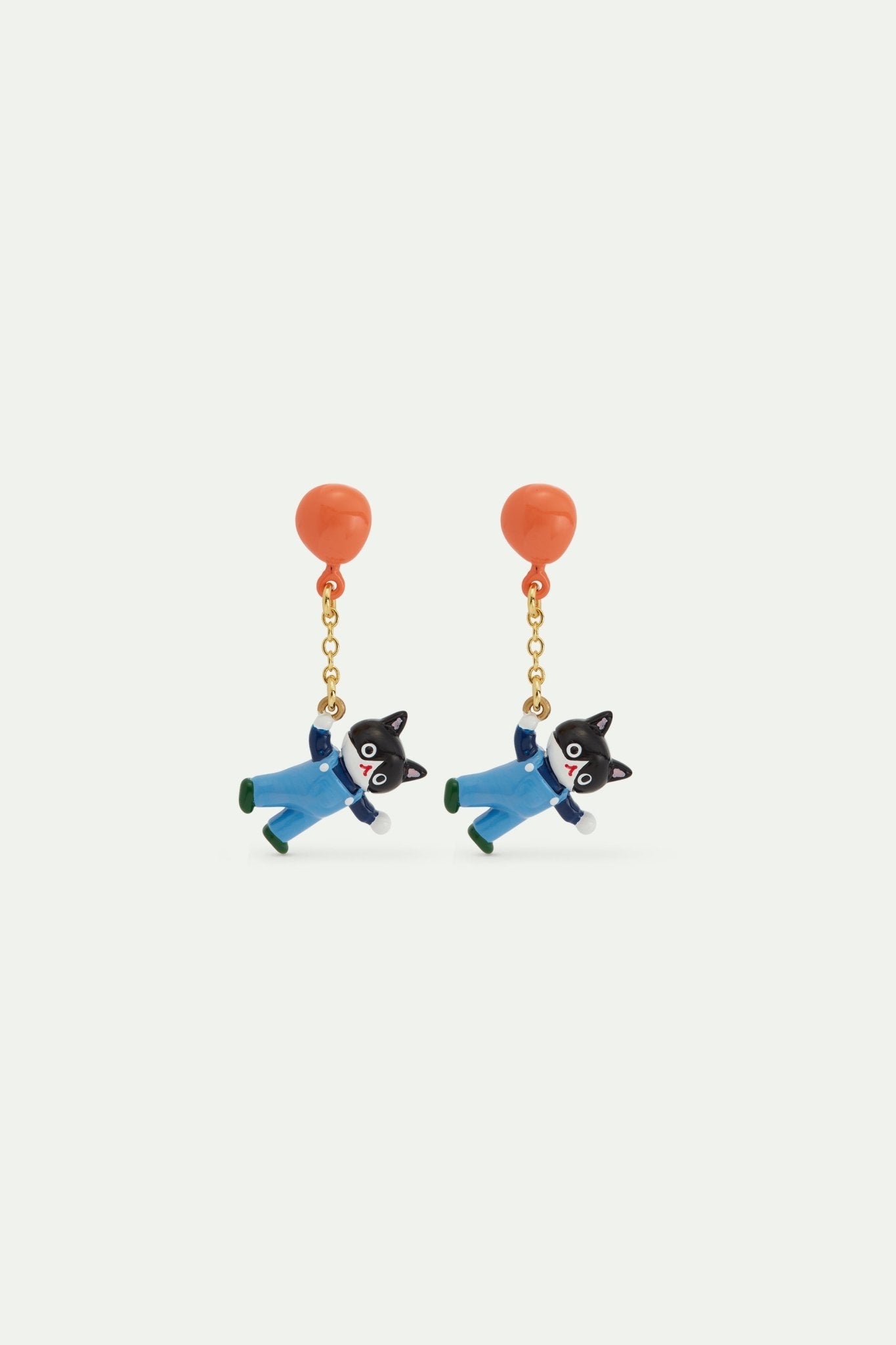 Black cat and balloon dangle earrings | AVHP1101 - Les Nereides