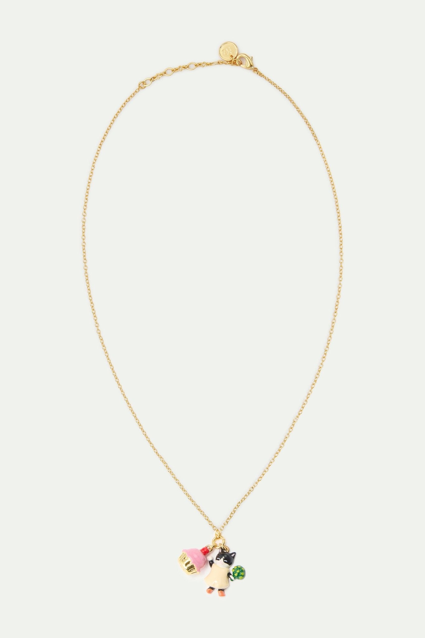 Black kitten and pastry pendant necklace | AVHP3031 - Les Nereides