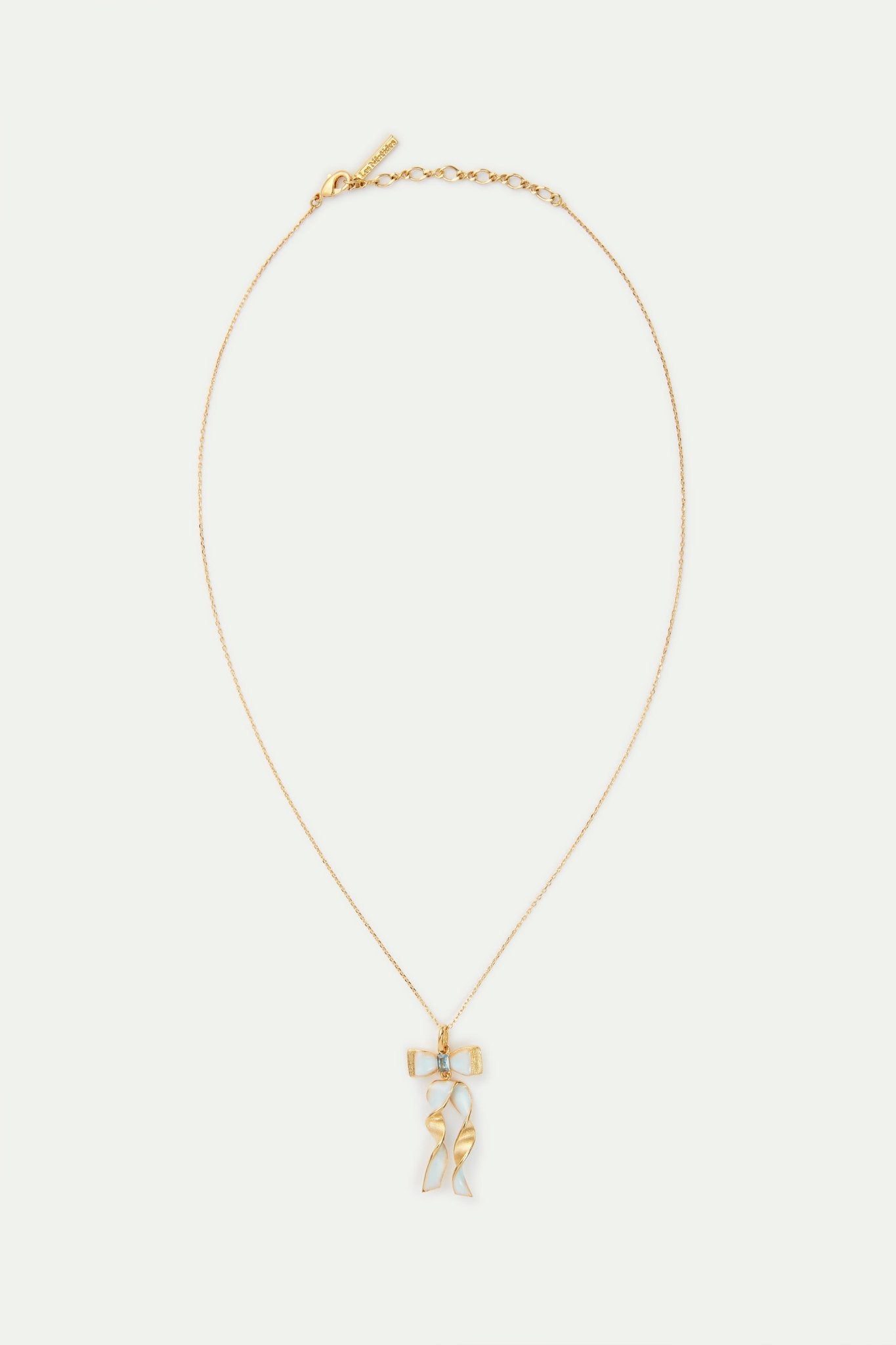 Blue And Gold Ribbon With Blue Cut Stone Necklace | AVTH3011 - Les Nereides
