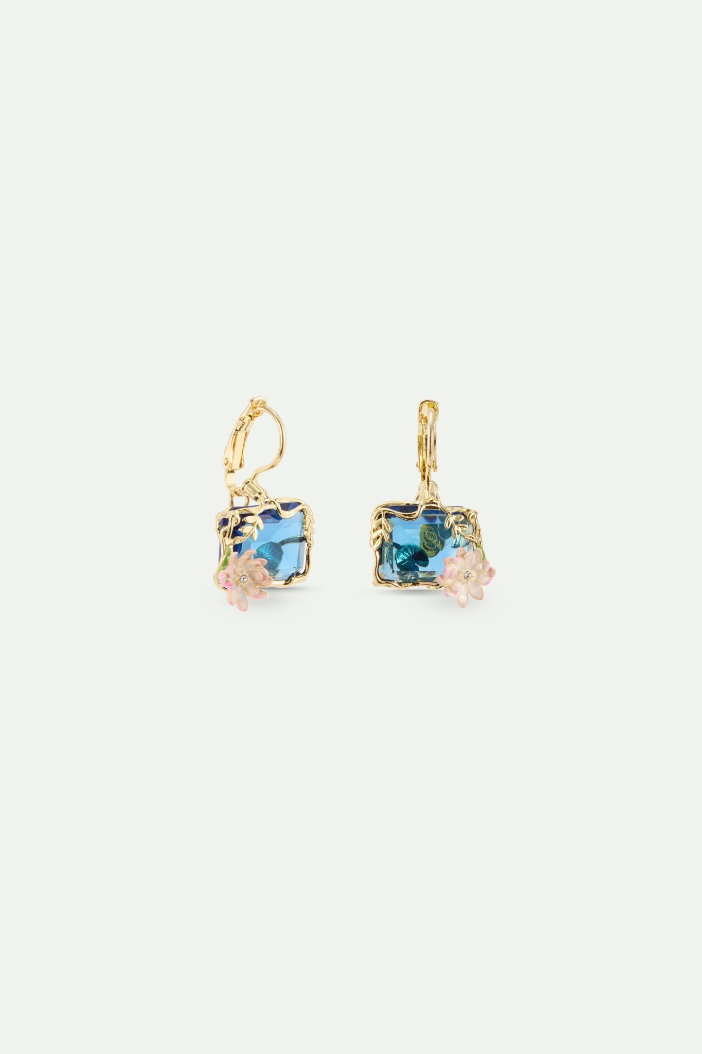 Blue And Pink Water Lily Pond Earrings | AXON1021 - Les Nereides