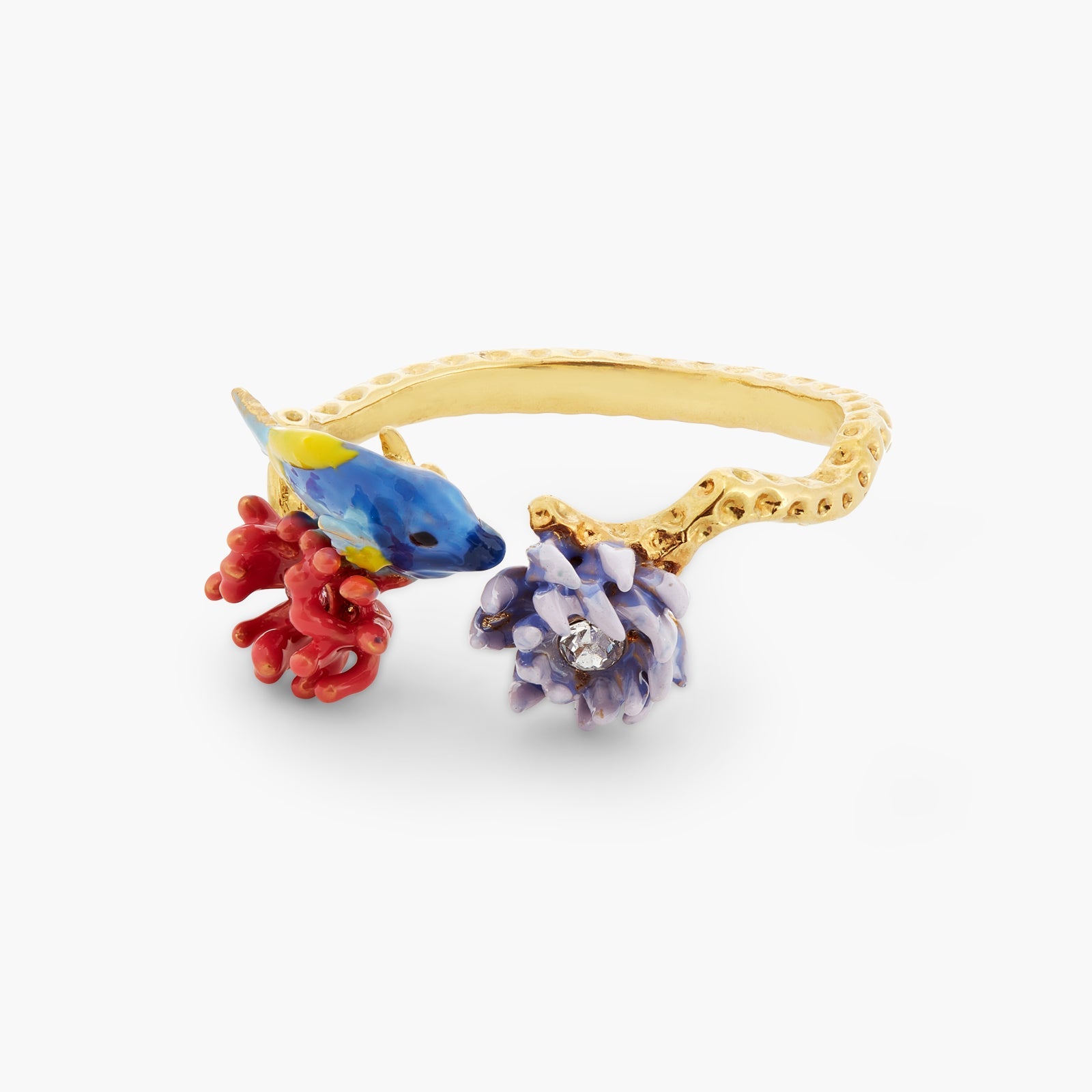 Blue Fish, Pink Anemone And Sea Urchin Adjustable Ring | ATPR6021 - Les Nereides