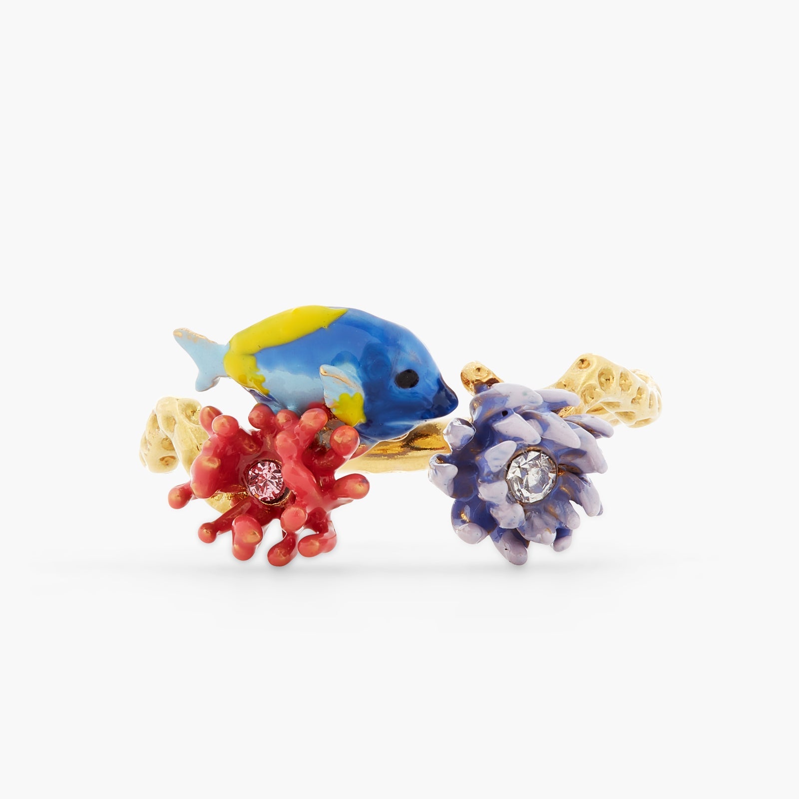 Blue Fish, Pink Anemone And Sea Urchin Adjustable Ring | ATPR6021 - Les Nereides