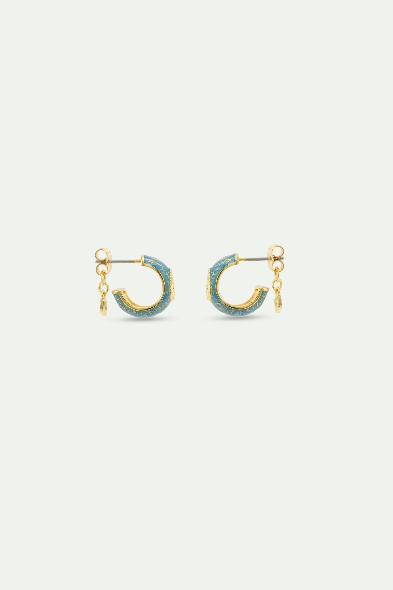 Blue Hoop Earrings With Stones | AYOP1071 - Les Nereides