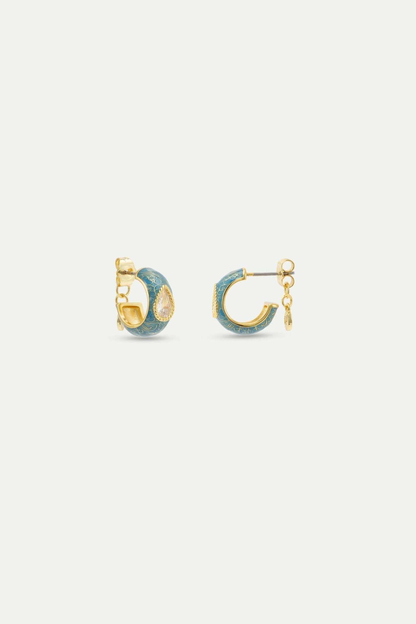 Blue Hoop Earrings With Stones | AYOP1071 - Les Nereides